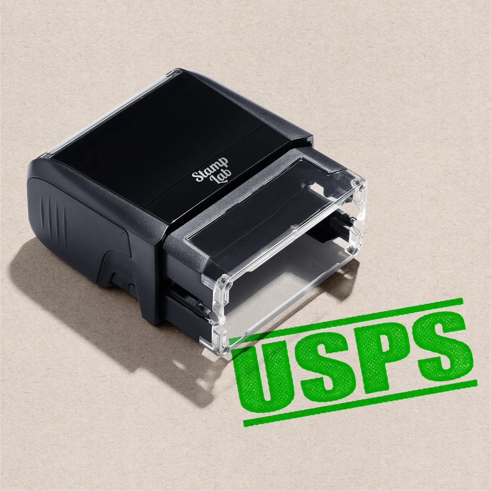 pre-designed logistics stamp "USPS" apple-green