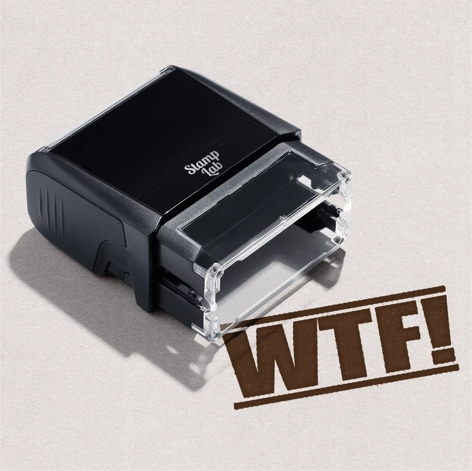 Brown WTF text stamp