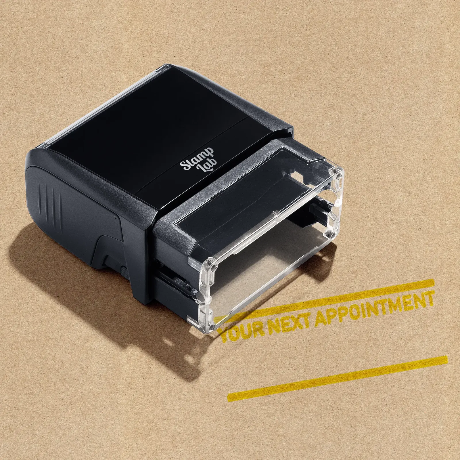 Yellow Your Next Appointment rubber stamp