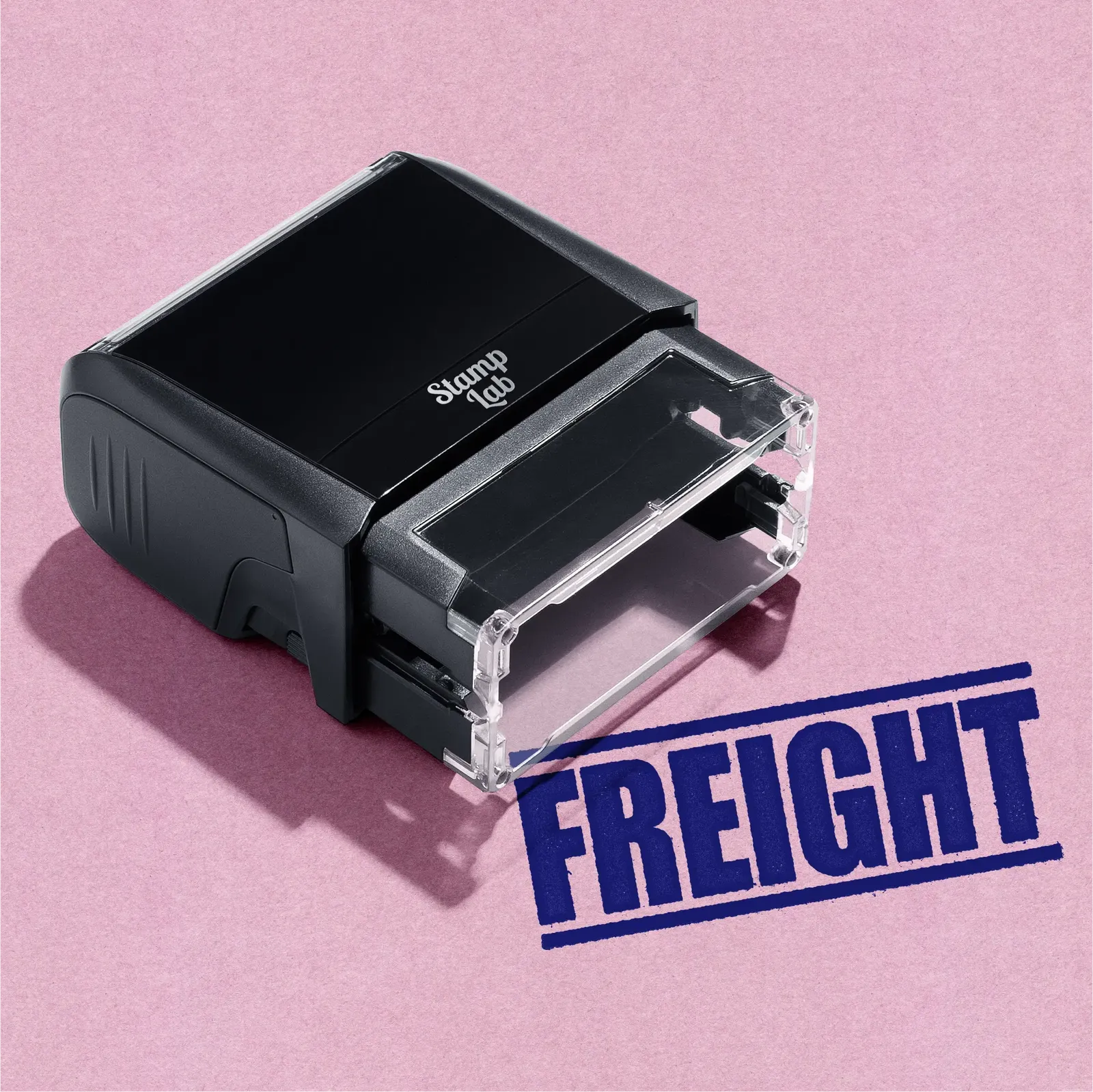 Blue Self-inking Rubber stamp Freight Text