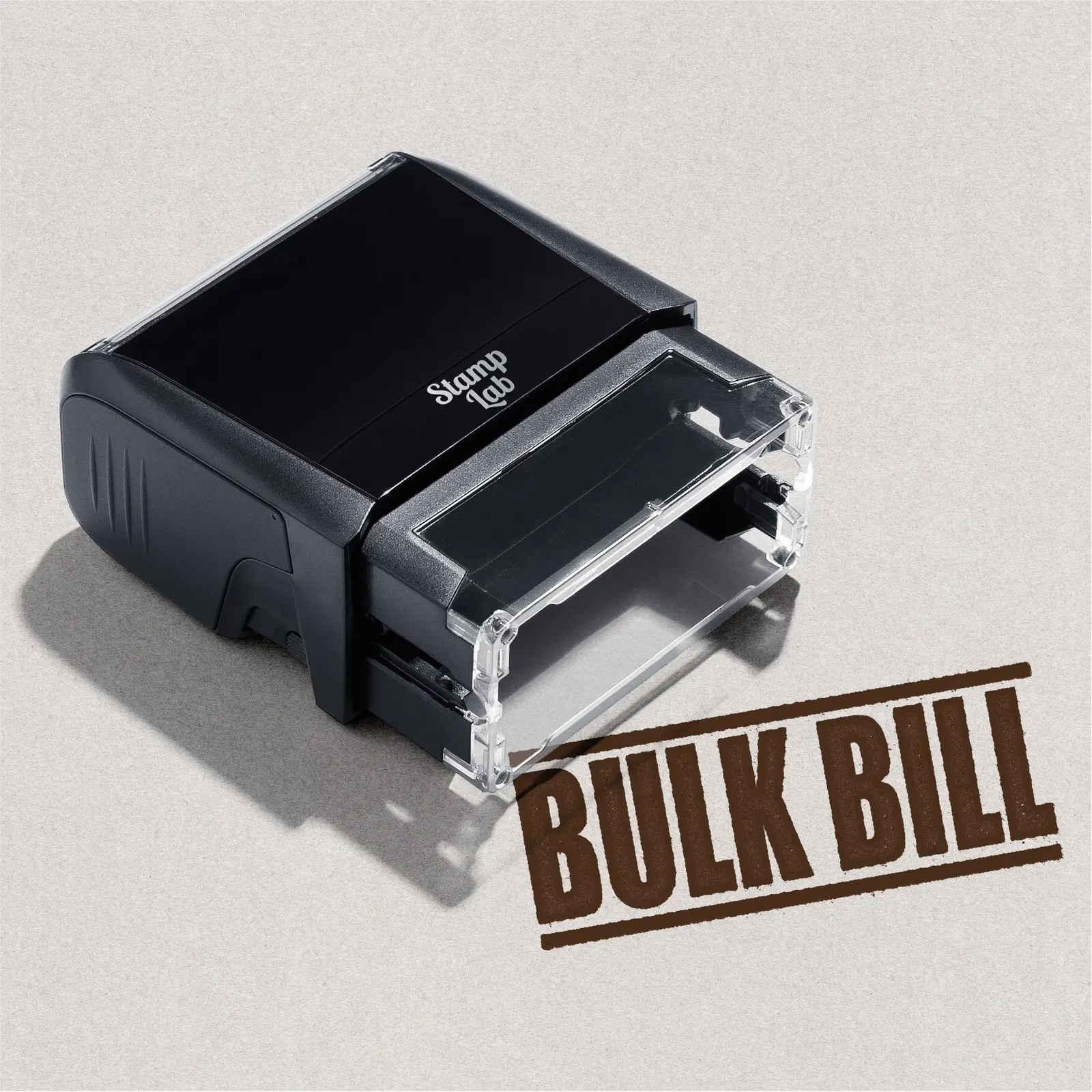 Black self inking stamp with 'Bulk Bill' text ready to ship predesigned