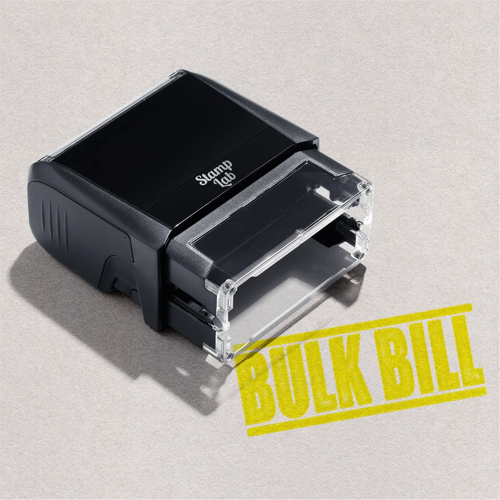 Yellow Bulk Bill Text Stamp self-inking
