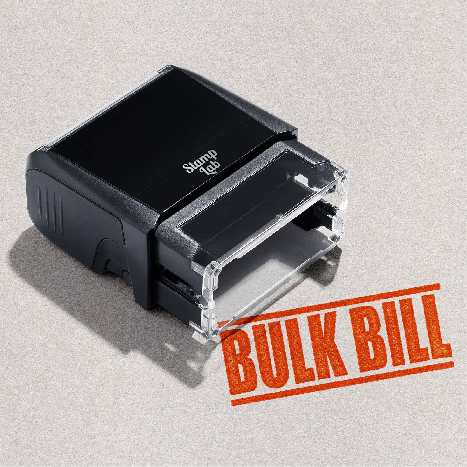 orange Bulk Bill Admin Rubber stamp for medical clinic