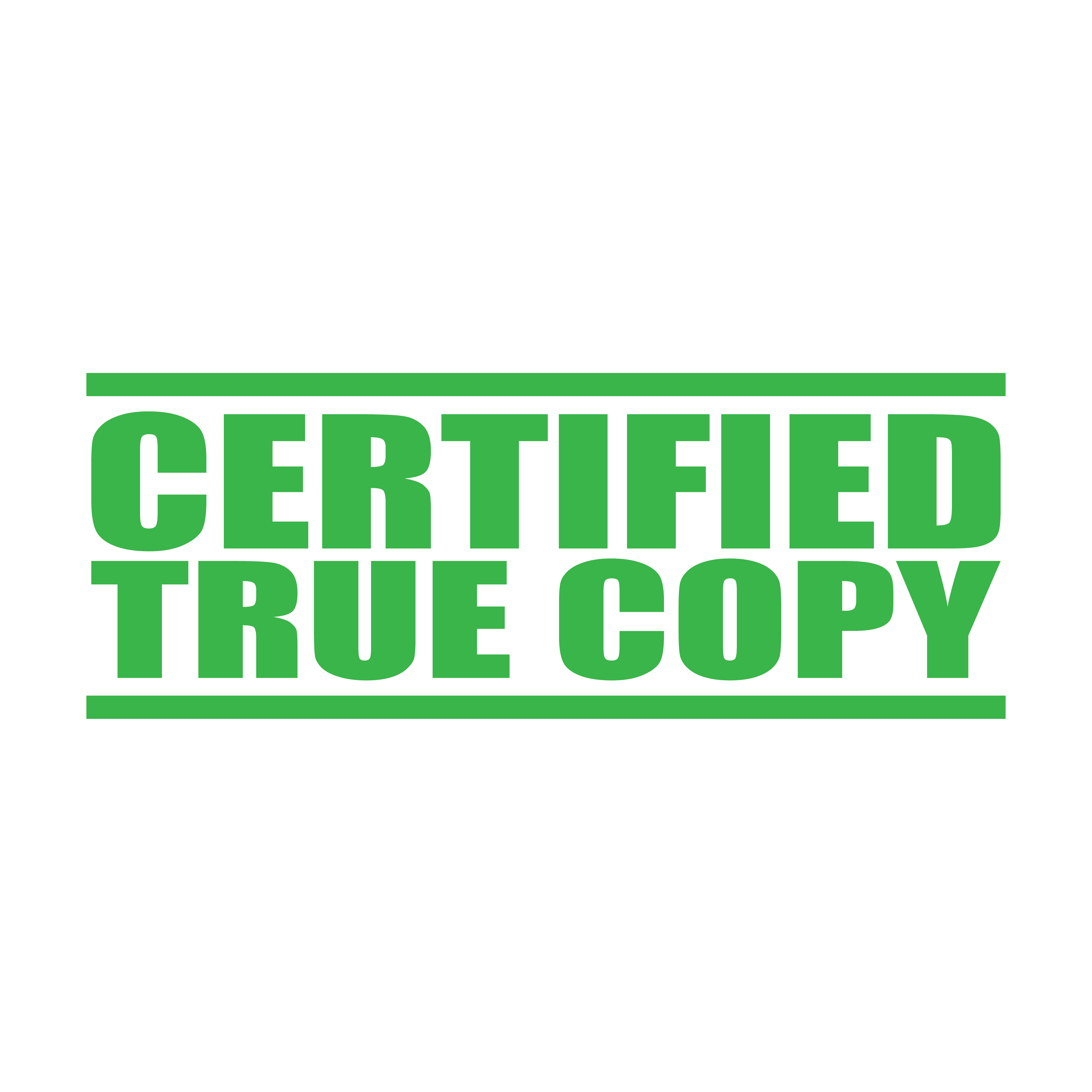 A apple green self inking rubber stamp with the word 'Certified True Copy' printed in bold capital letters in apple green ink. stampers hand stamp office business inventory documents self inking prefill refillable stamps stamping