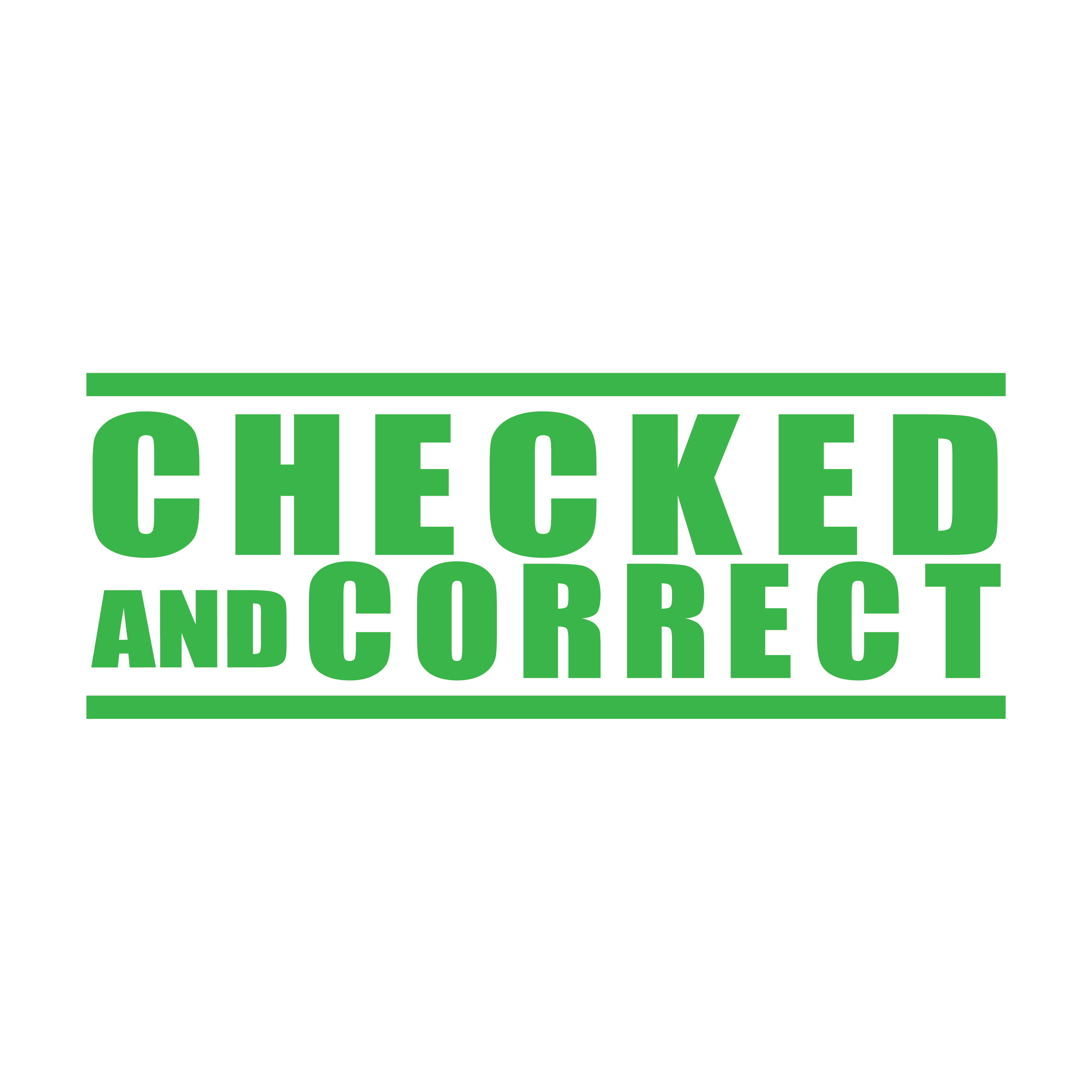 Apple-green, office stamp Checked and Correct design