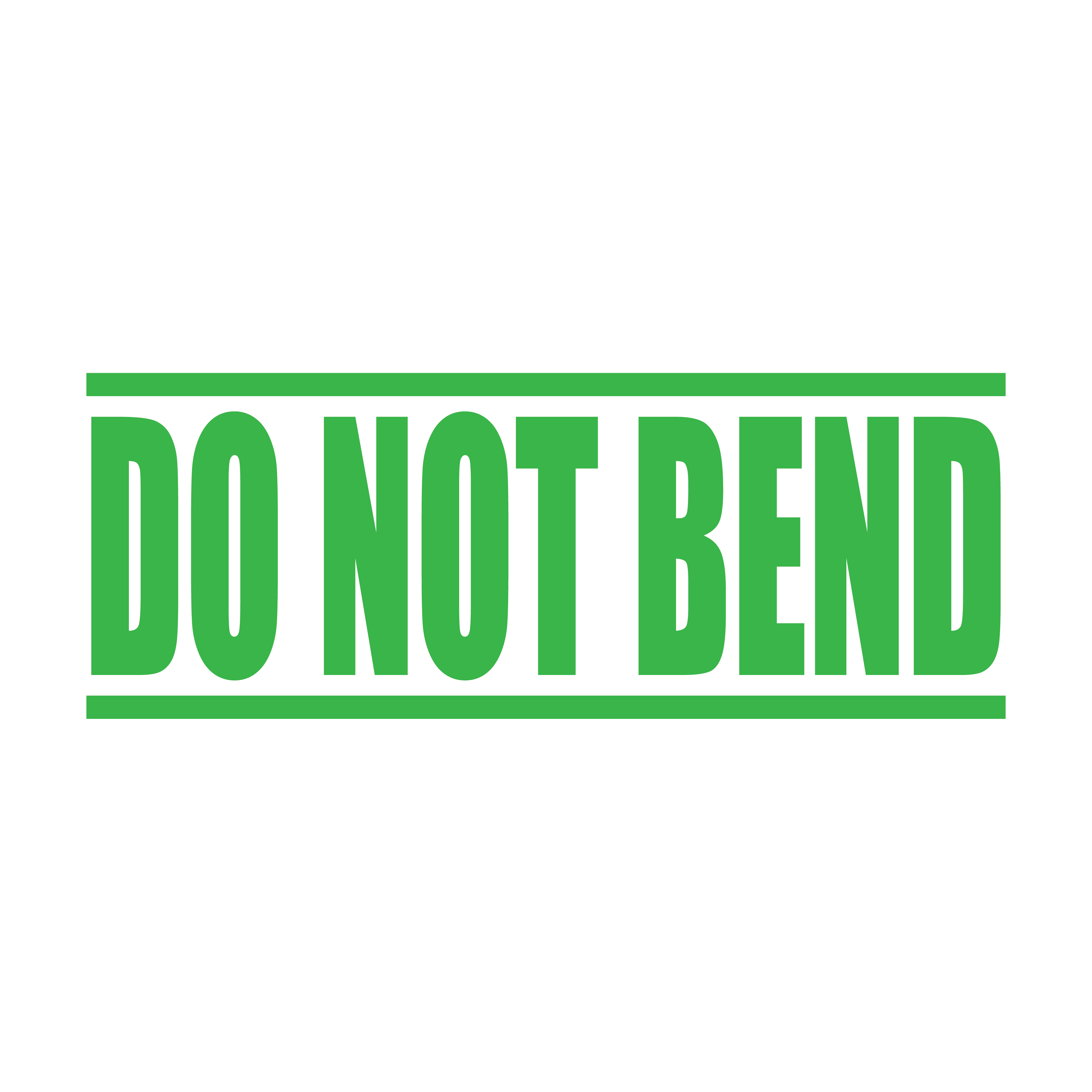 A apple green self inking rubber stamp with the word 'DO NOT BEND ' printed in bold capital letters in apple green ink. stampers hand stamp office business inventory documents