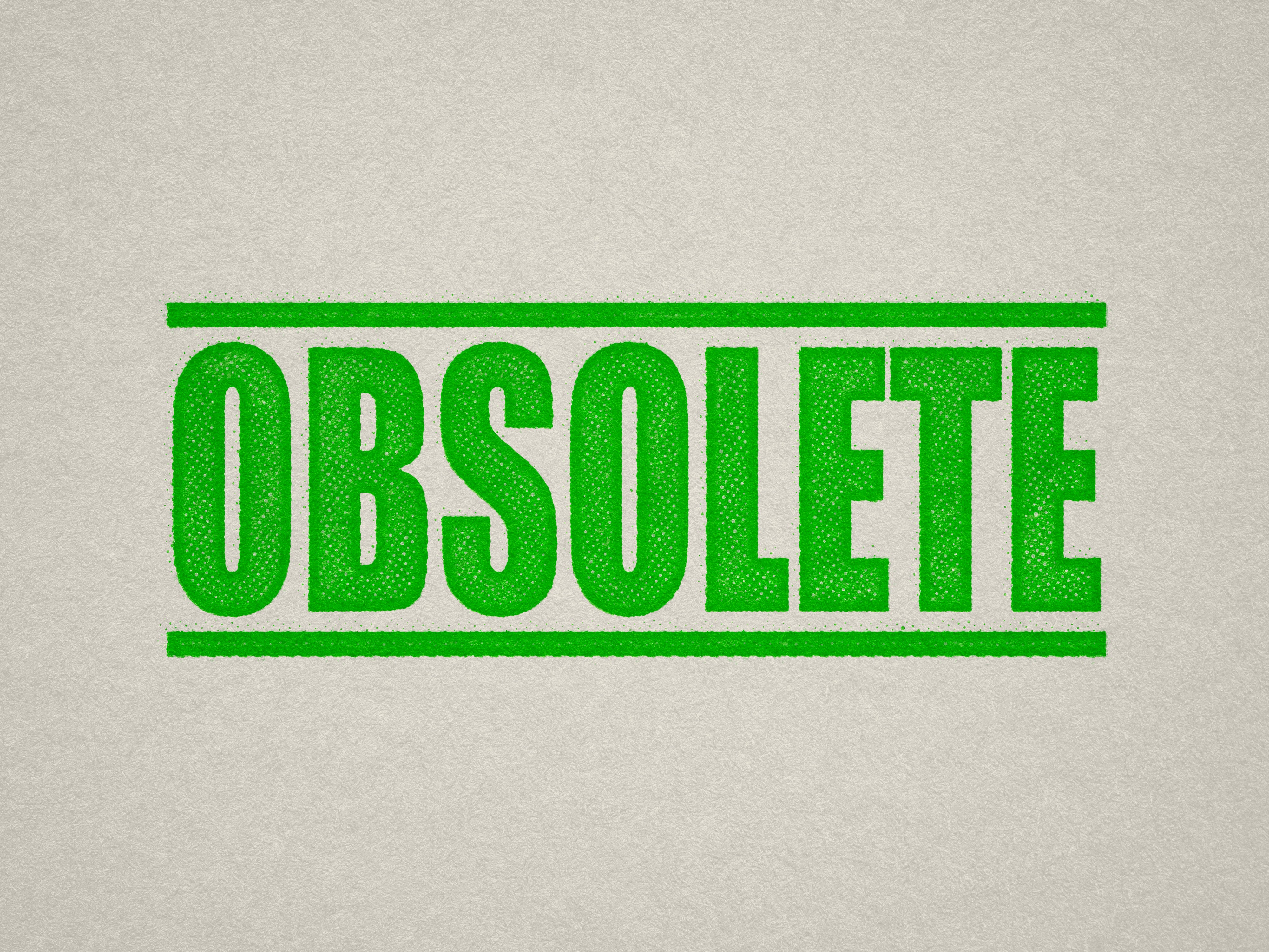 mock up design of 'Obsolete" rubber stamp apple green ink in paper background stampers hand stamp office business inventory documents