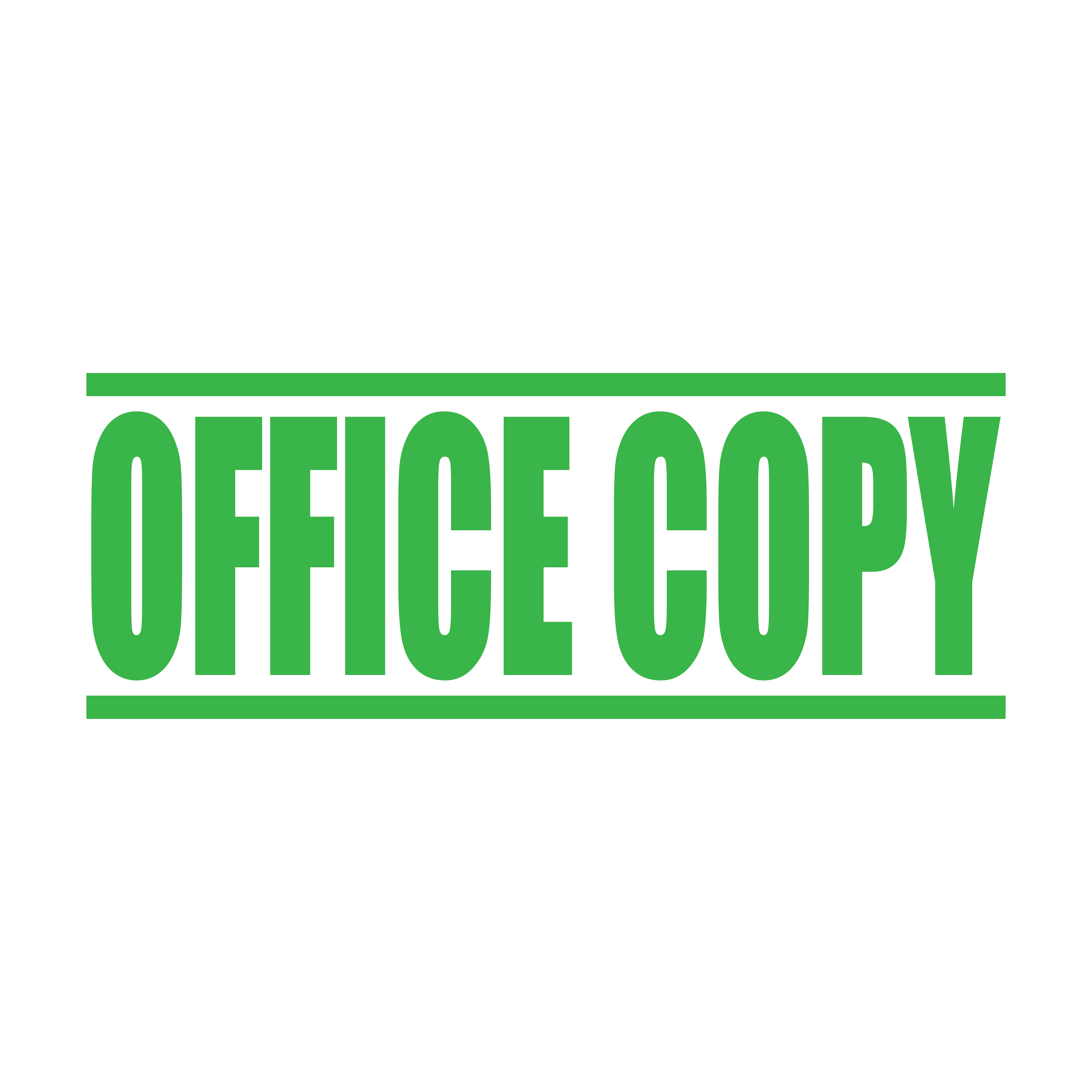 A apple green self inking rubber stamp with the word 'Office Copy' printed in bold capital letters in apple green ink. stampers hand stamp office business inventory documents self inking prefill refillable stamps stamping