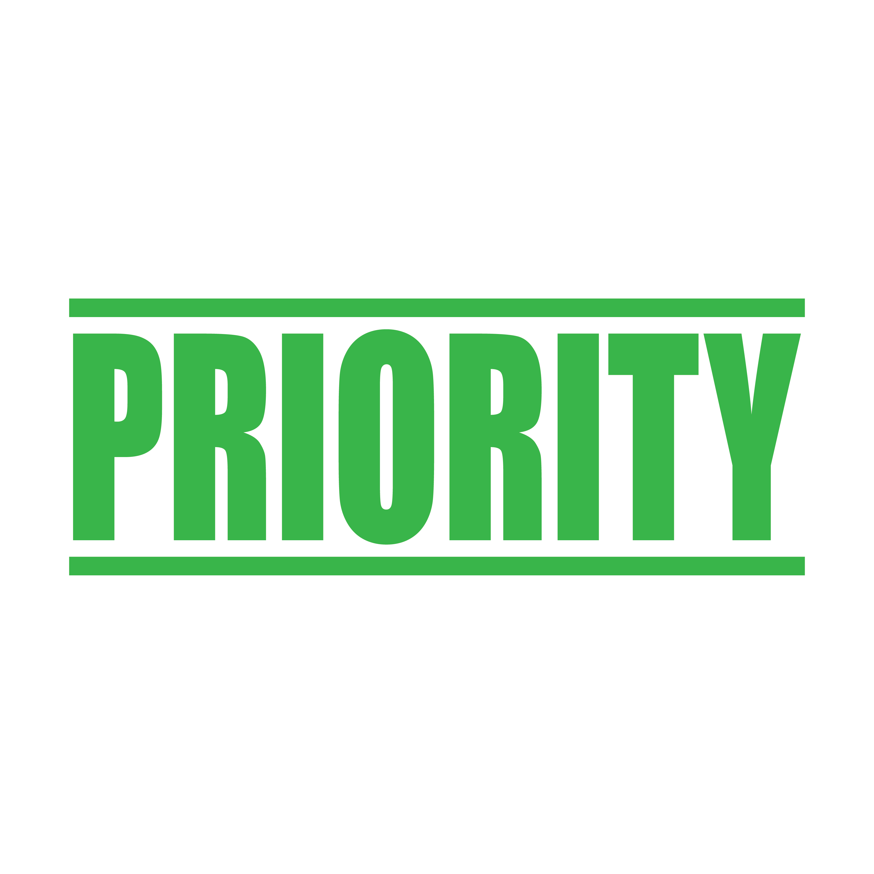 A apple green self inking rubber stamp with the word 'Priority' printed in bold capital letters in apple green ink. stampers hand stamp office business inventory documents self inking prefill refillable stamps stamping