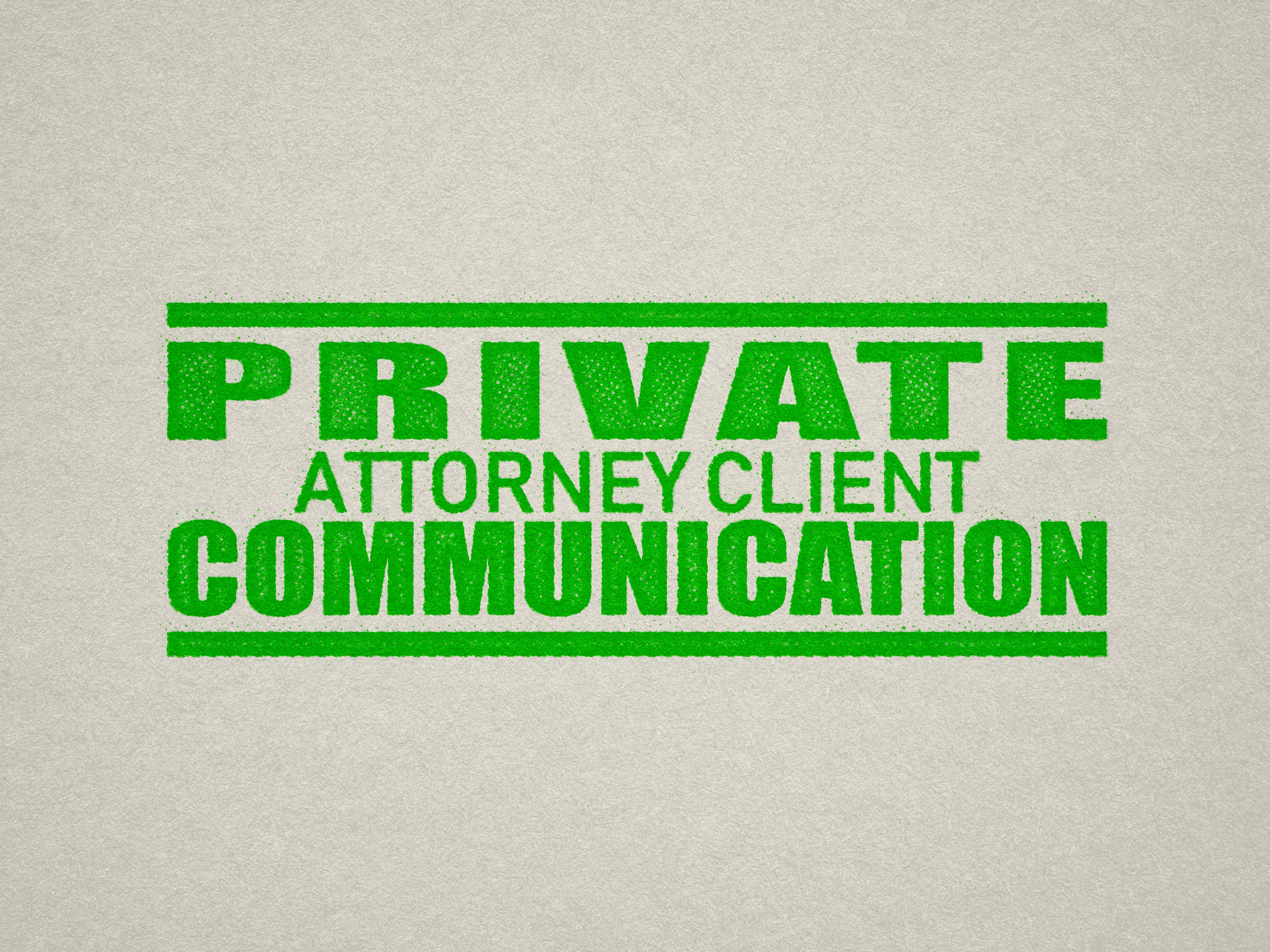 Bright green Private Attorney Client Communication stamp