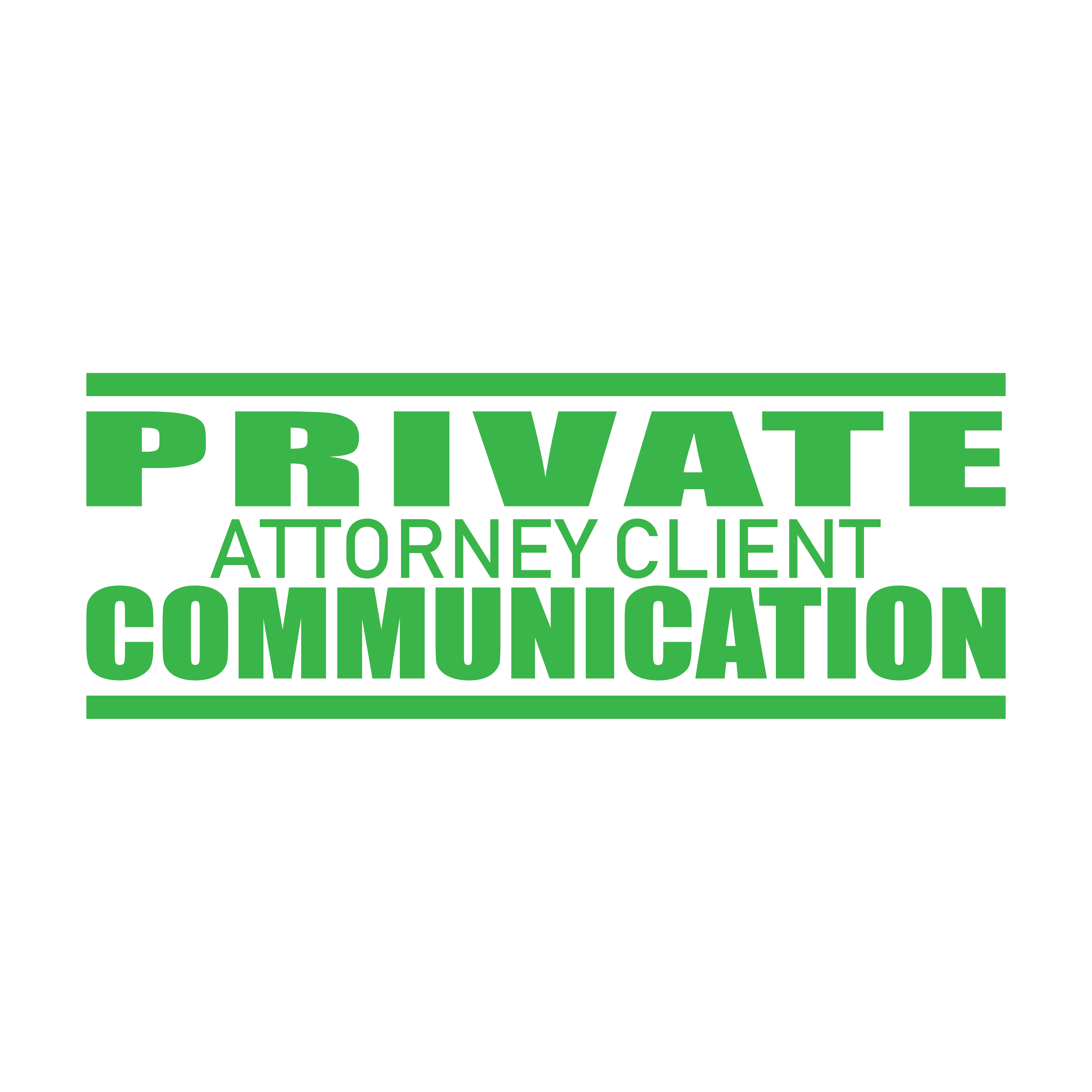 Self-inking stamp "Private Attorney Client Communication" text design in Apple-Green