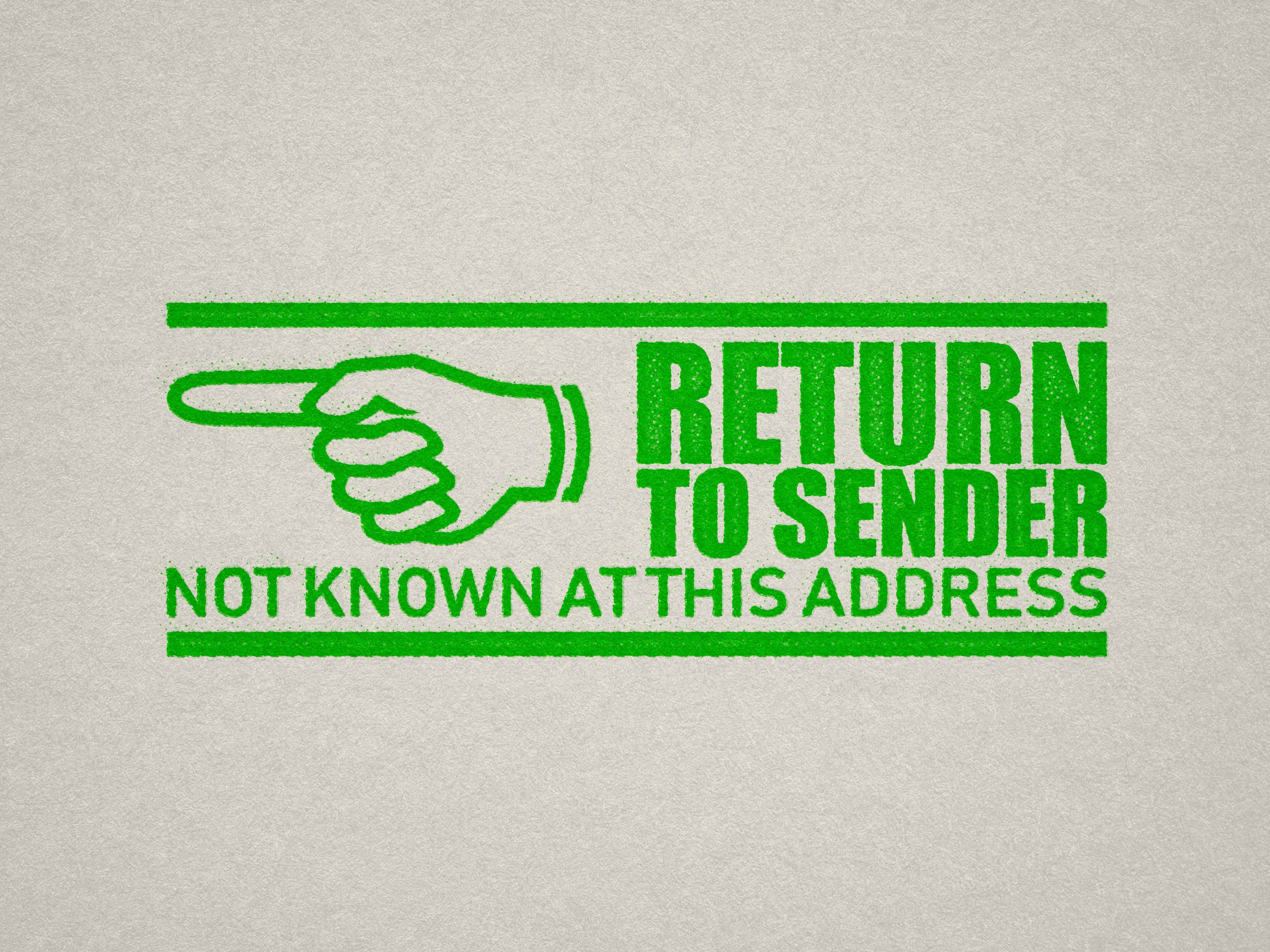 apple-green office stamp RETURN TO SENDER design