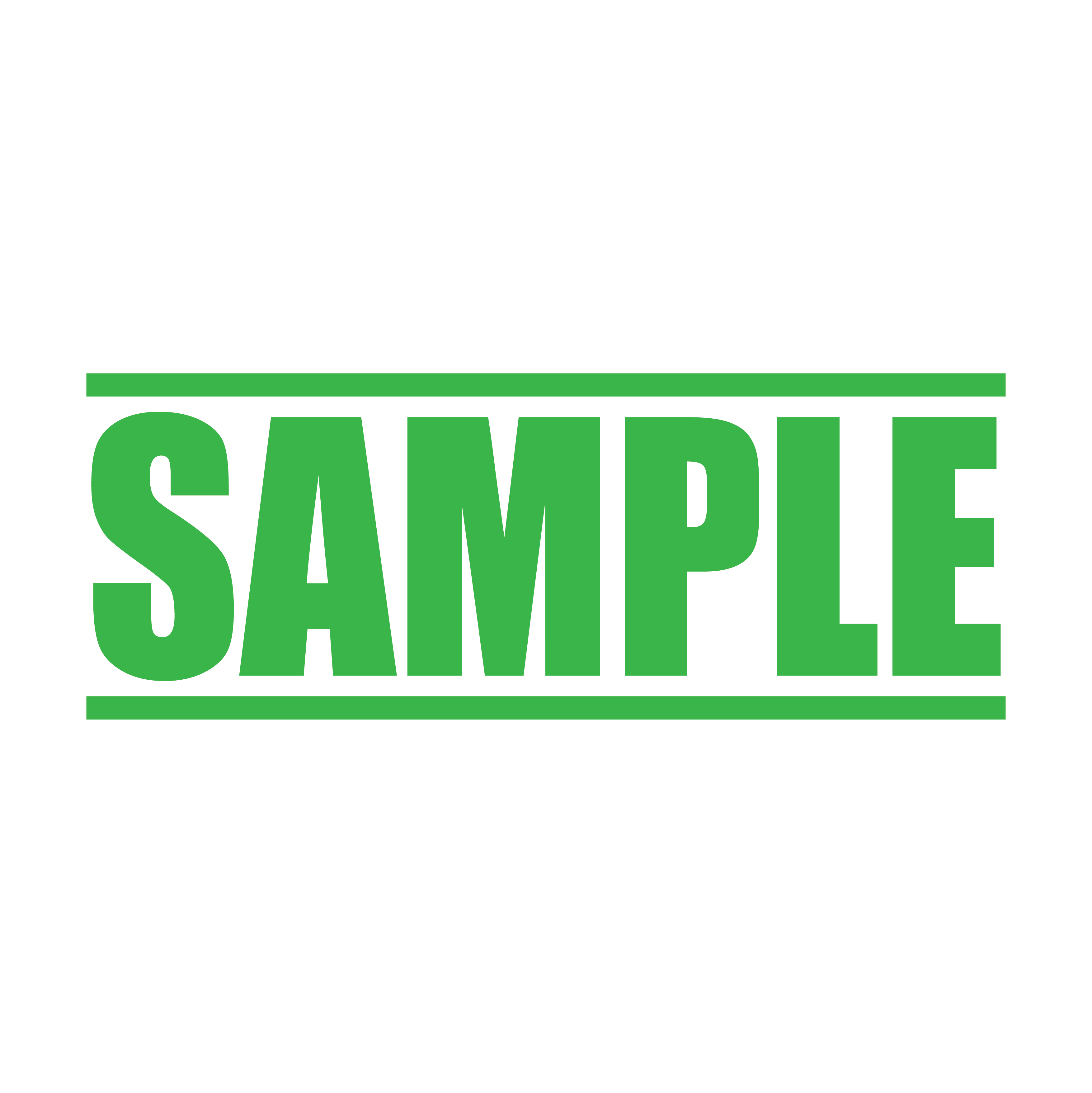 A apple green self inking rubber stamp with the word 'Sample ' printed in bold capital letters in apple green
ink. stampers hand stamp office business inventory documents self inking prefill refillable stamps stamping