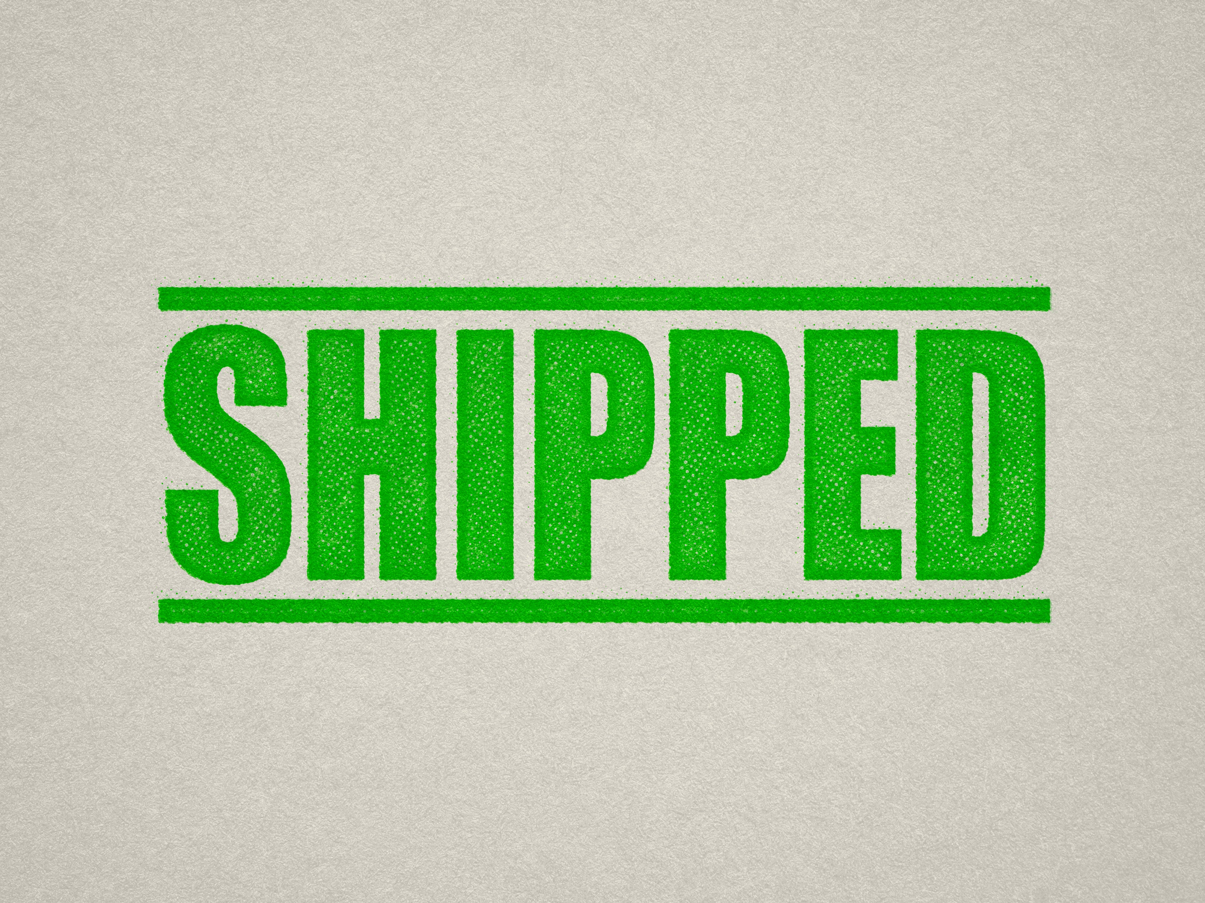 Ready made Shipped stamp Apple-Green Ink