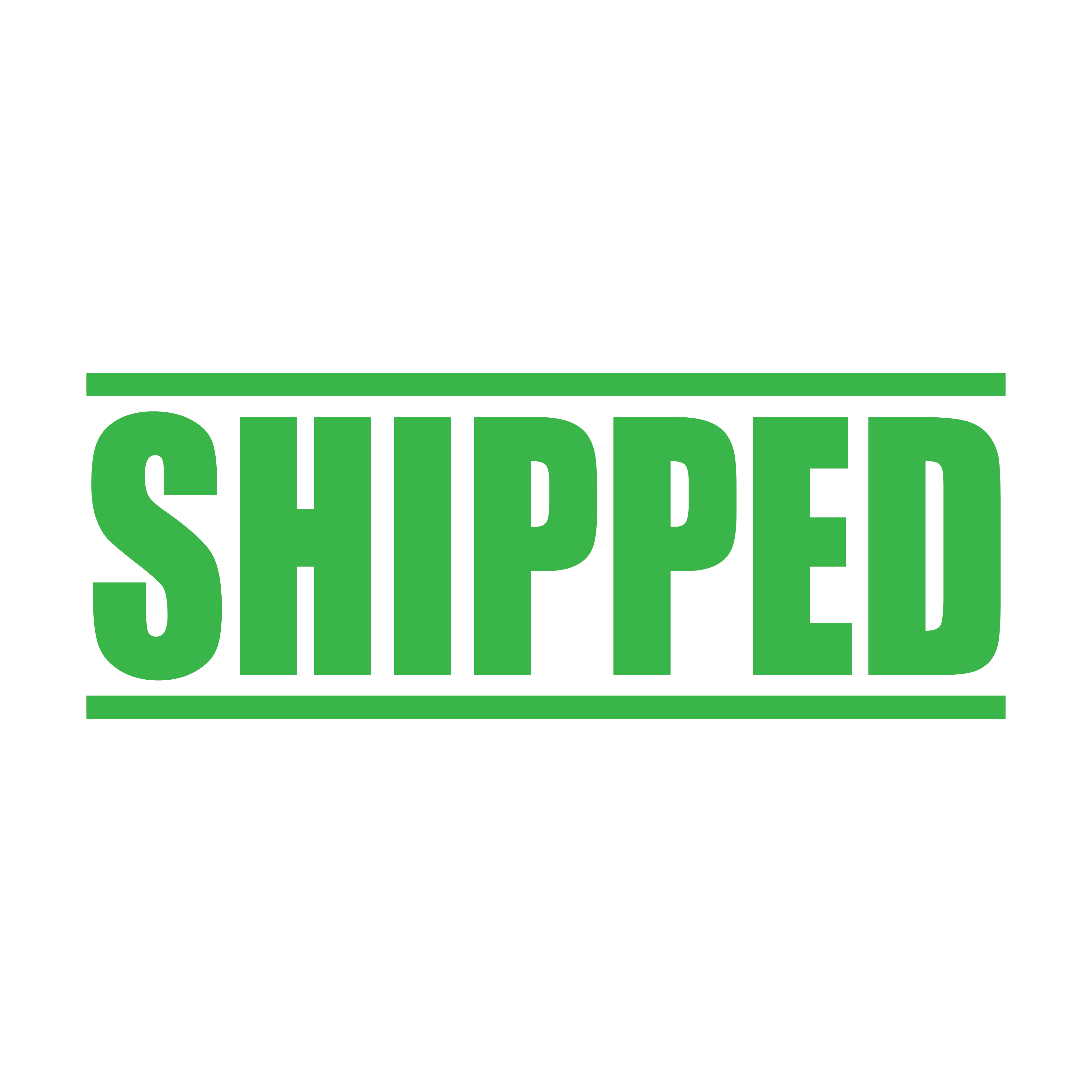 SHIPPED stamp Apple-Green ink