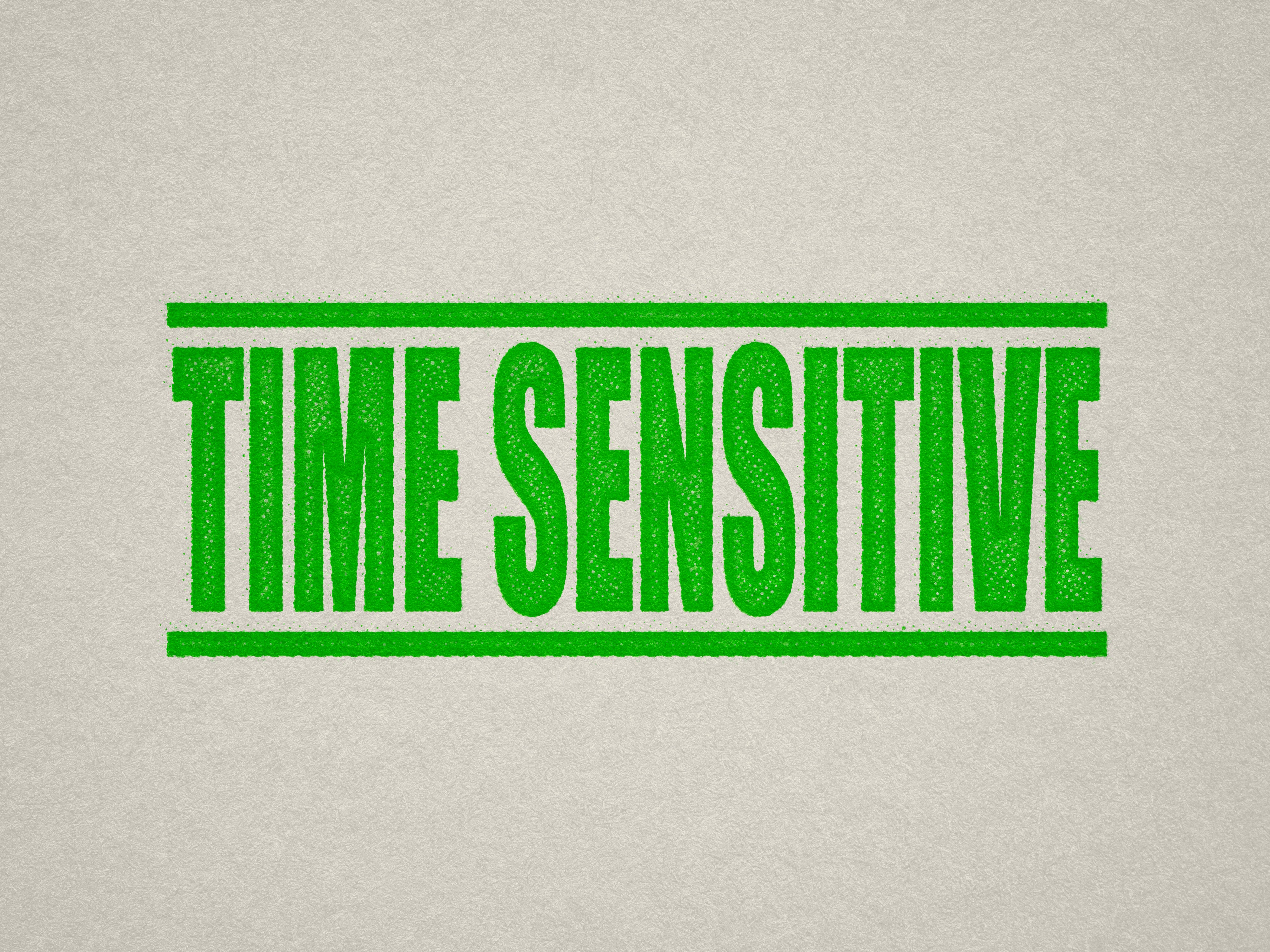 Time Sensitive stamp Apple-Green ink