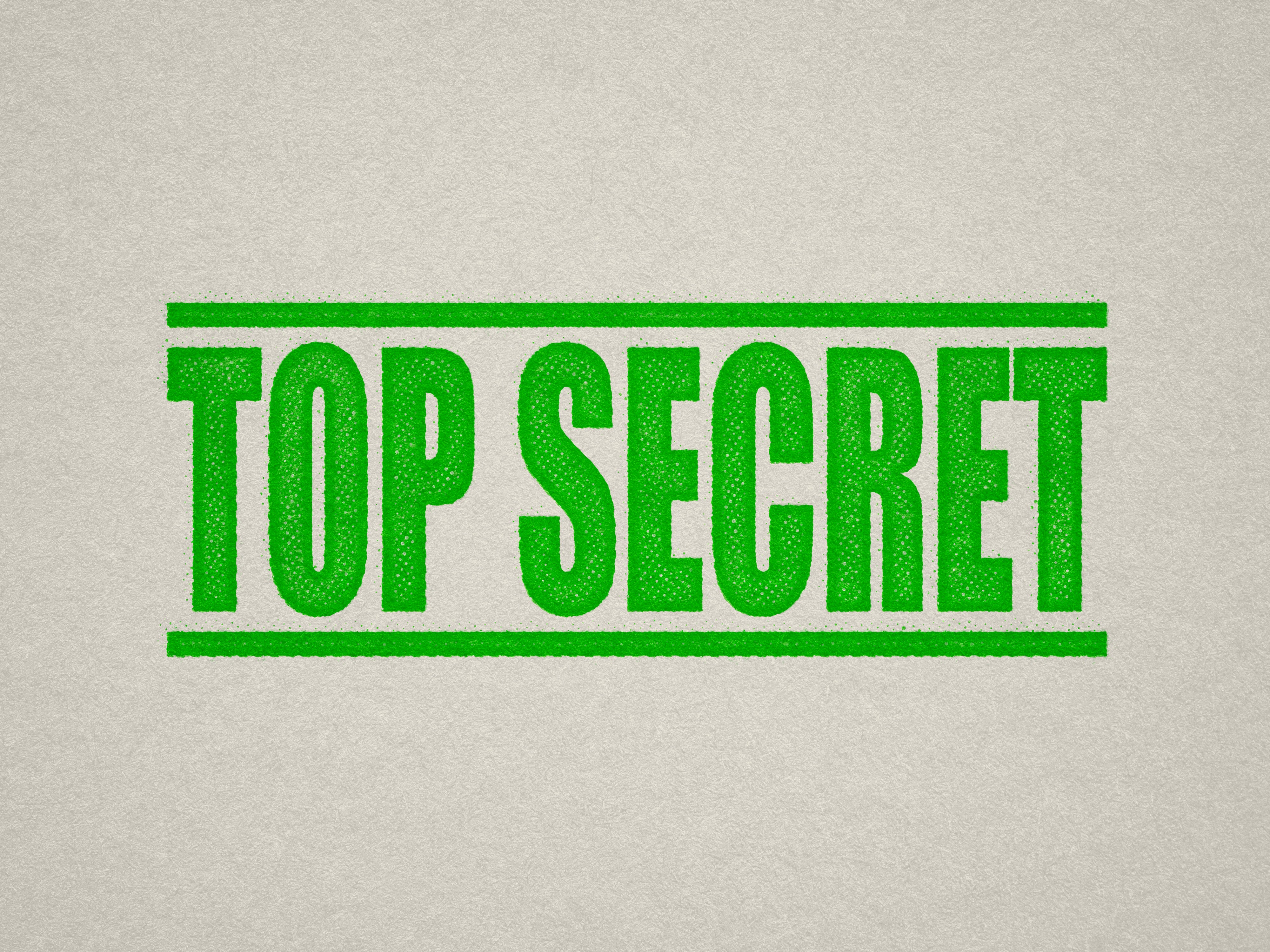 Top Secret stamp apple green ink