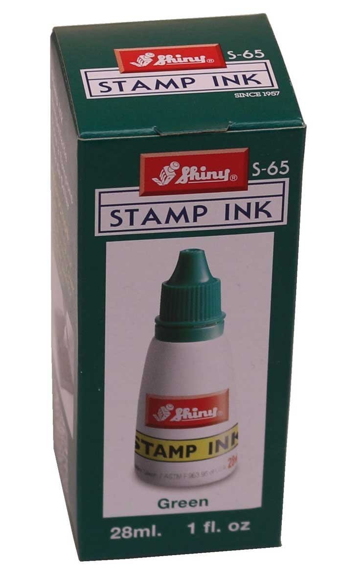 Green Refill Stamp ink S-65 28ml Shiny