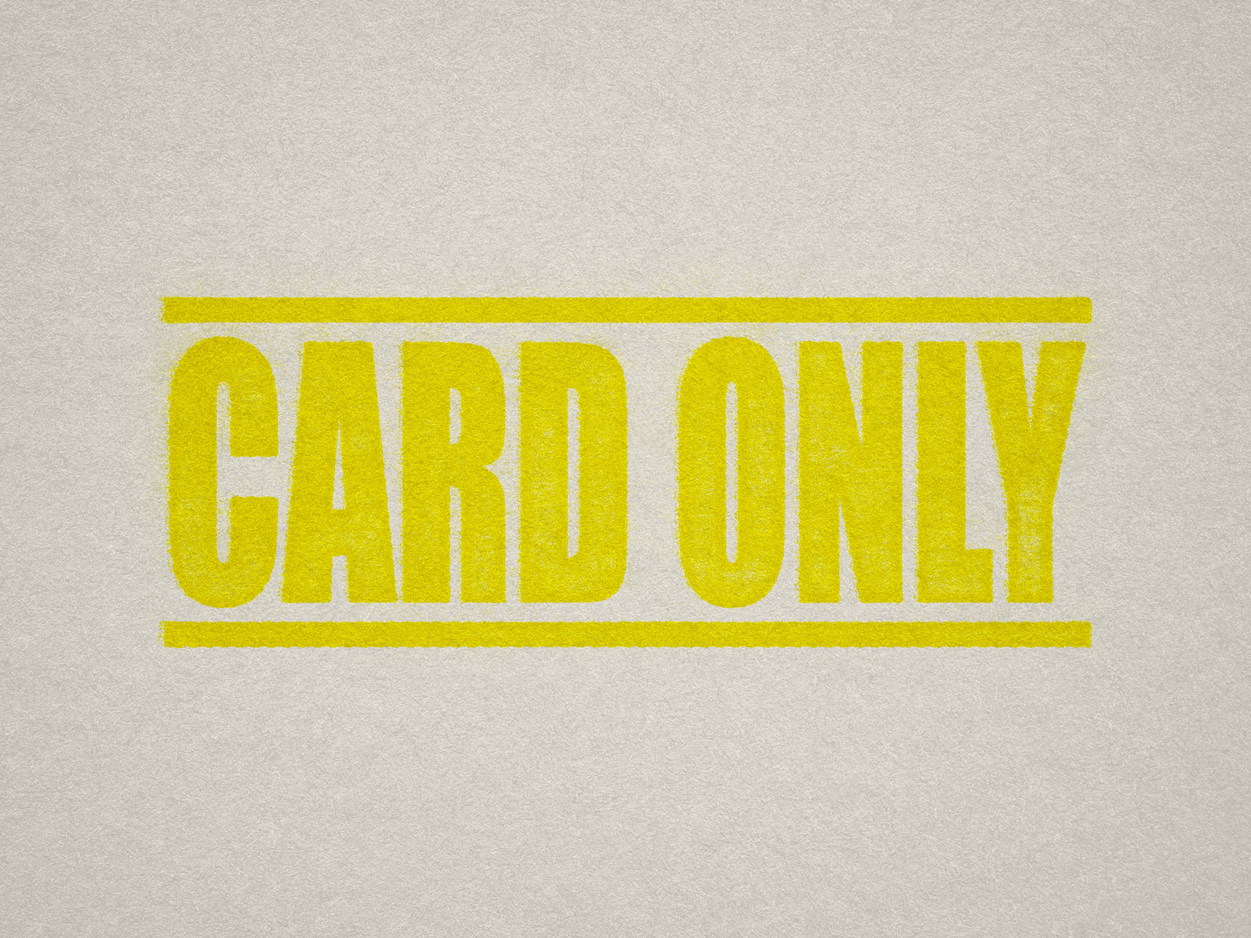 mock up design of 'Card Only" rubber stamp yellow ink in paper background stampers hand stamp office business inventory documents