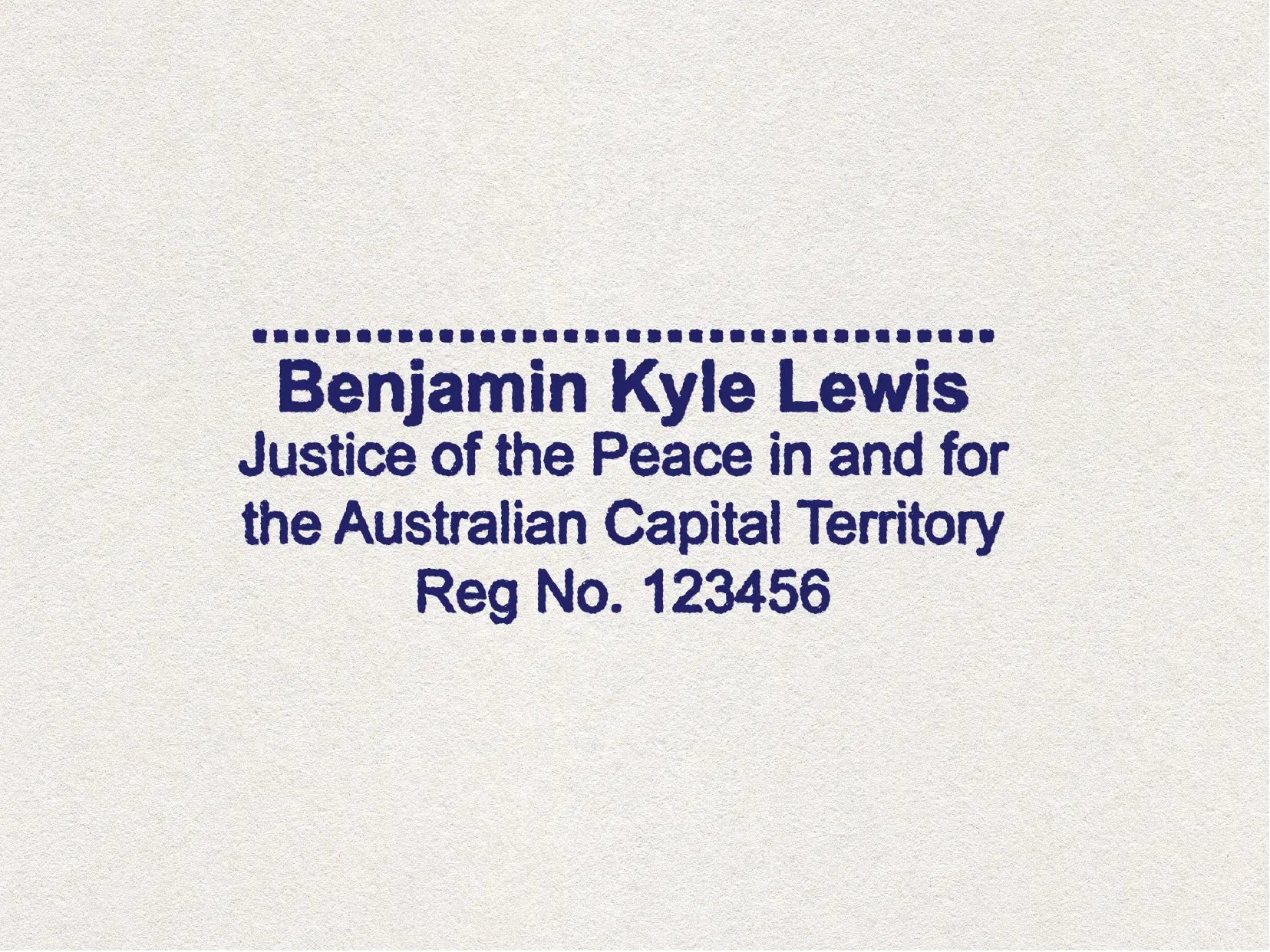 Personalised justice of the peace stamp ACT Blue Ink