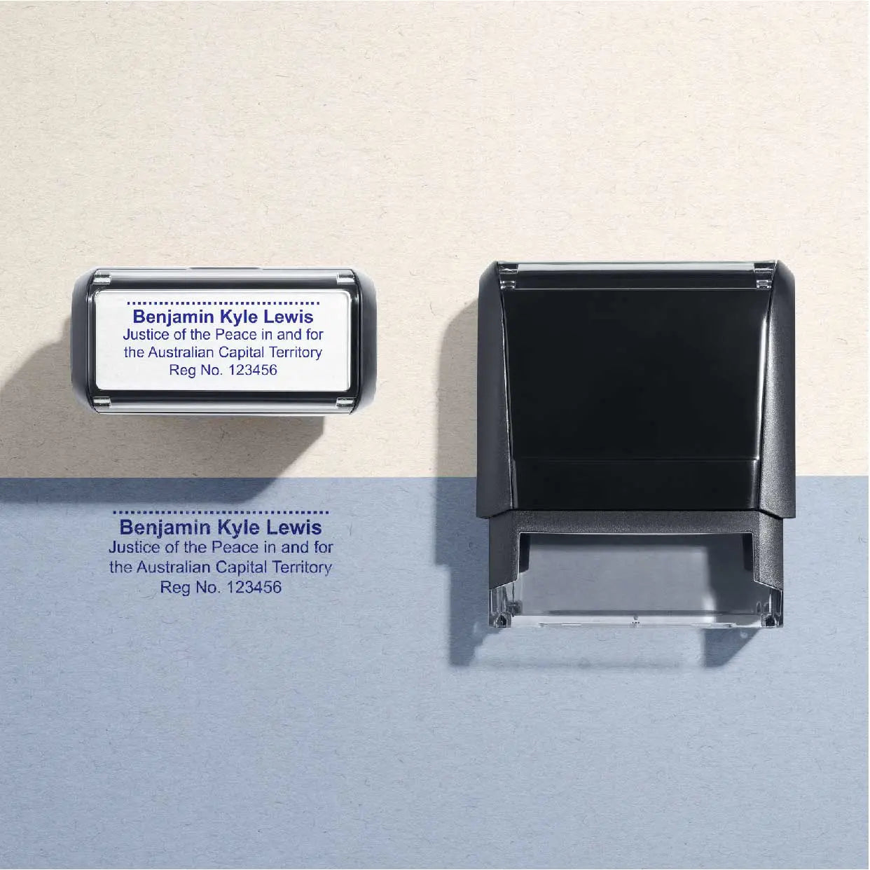 Personalised JP rubber stamps Australian Capital territory Blue Ink