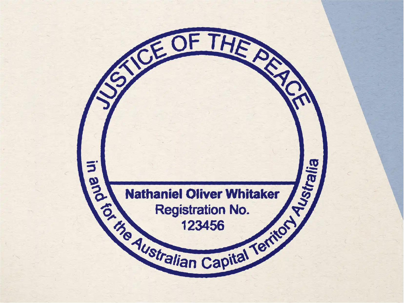 Personalised Canberra JP Stamp mockup