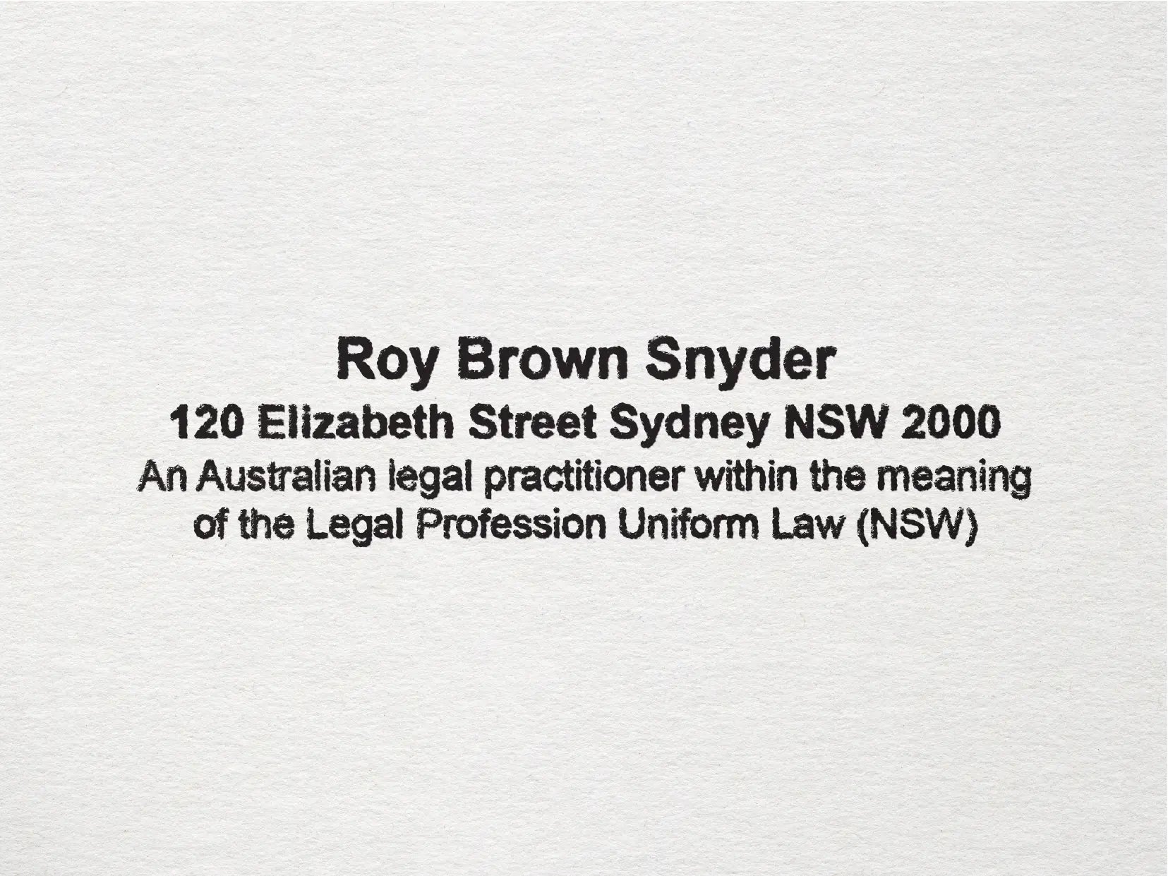 Custom Solicitor stamps Sydney address Mockup black ink