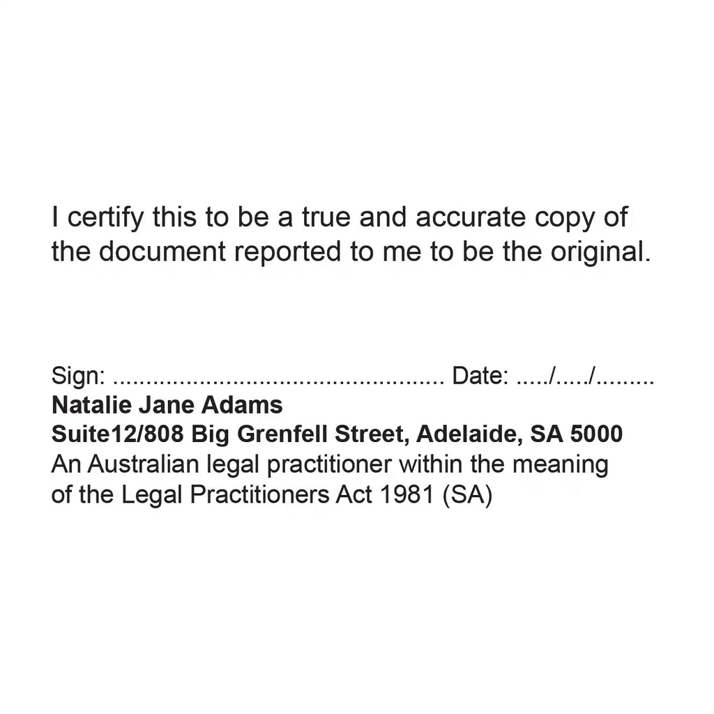 order online South Australia True Copy Legal Stamps