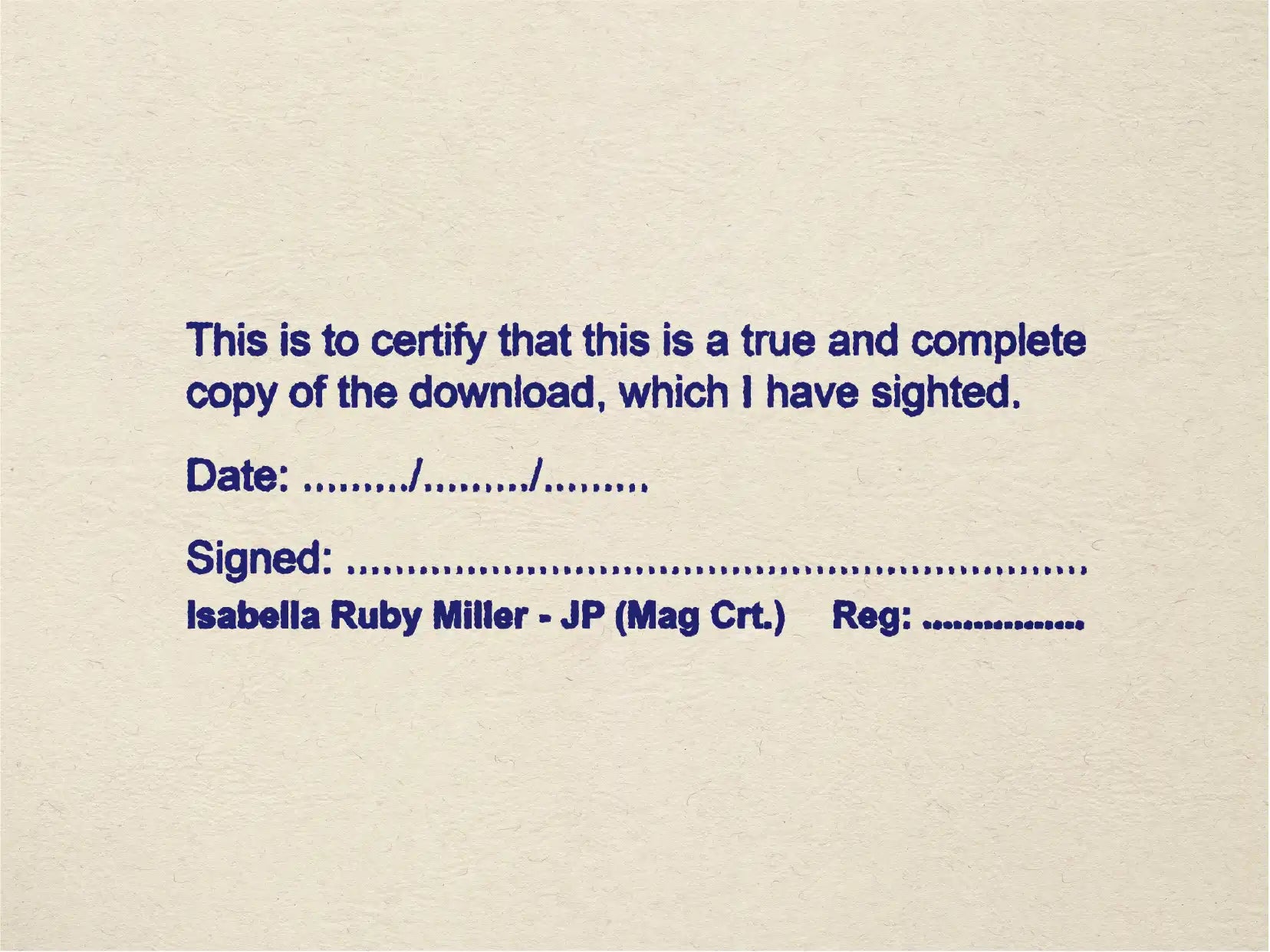 certify copies of downloads with custom JP stamp
