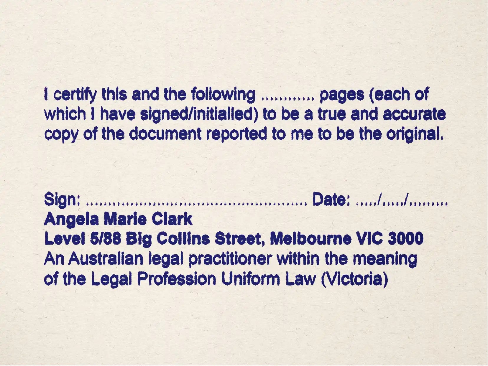 mock impression custom vic lawyer multi page stamp