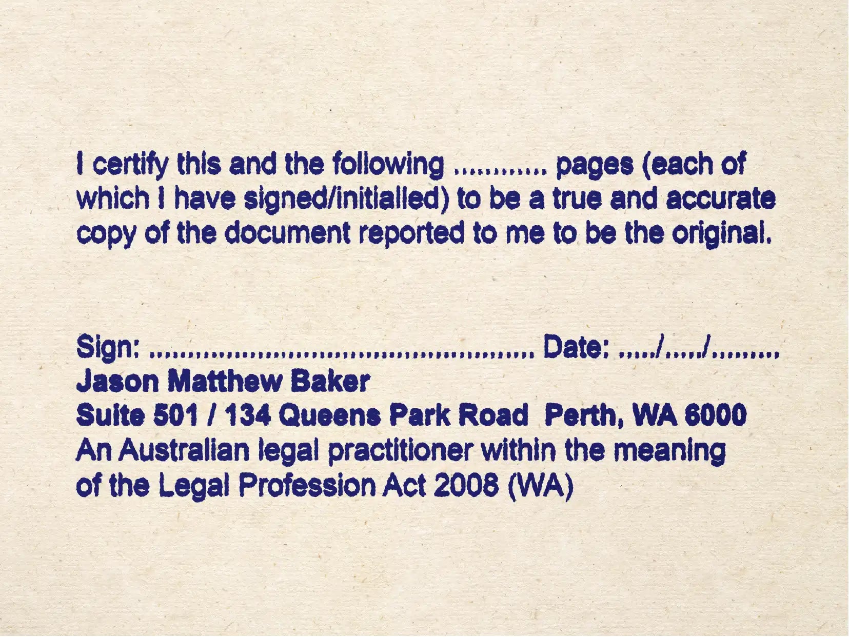 WA Lawyer stamp Customised multi-page