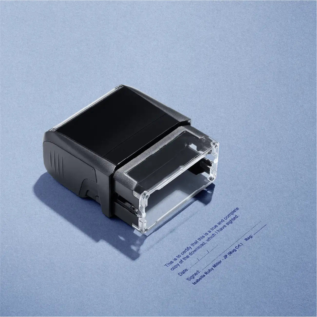 certify a document as a true copy of a download with your custom JP stamp