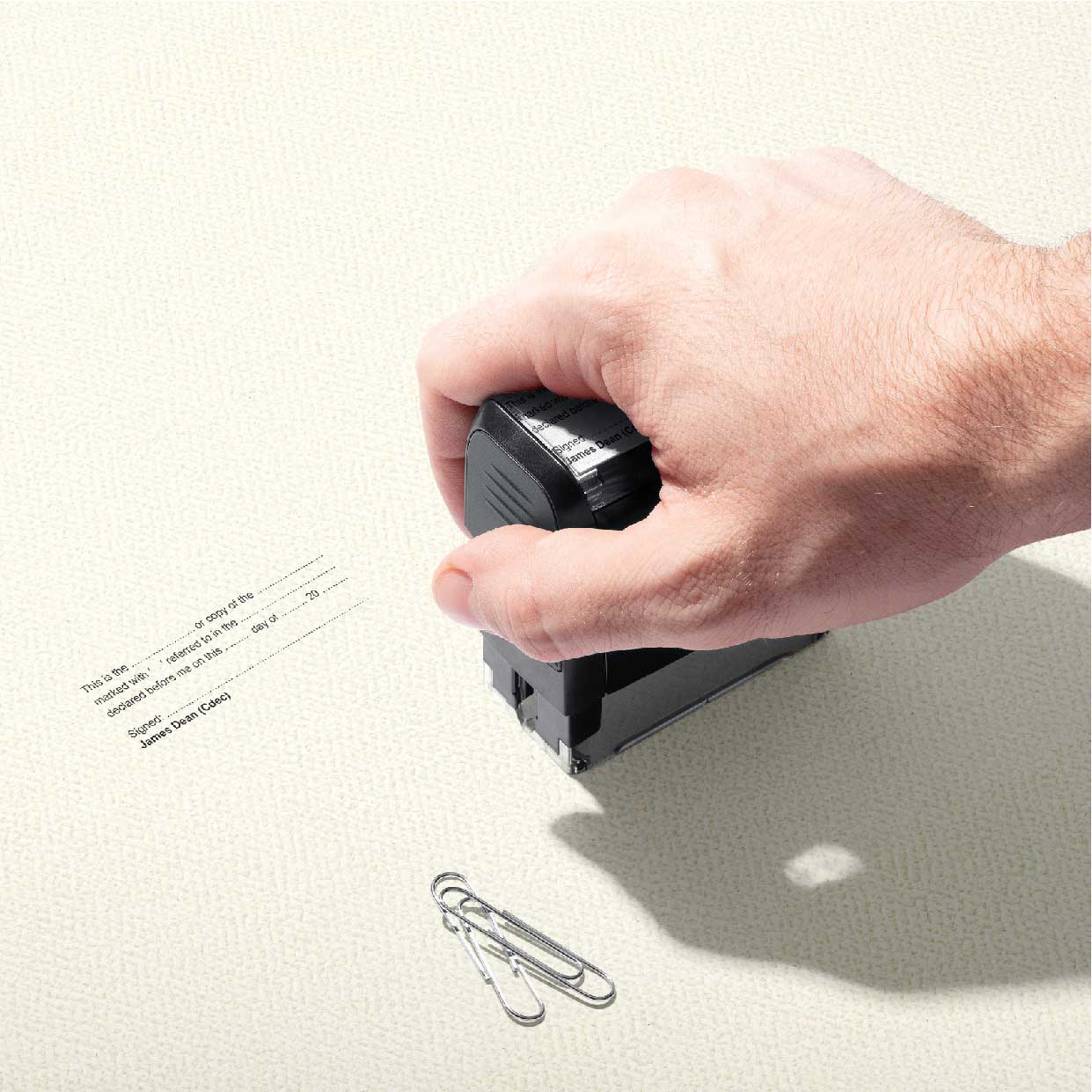 Commissioner for Declarations attachment stamp