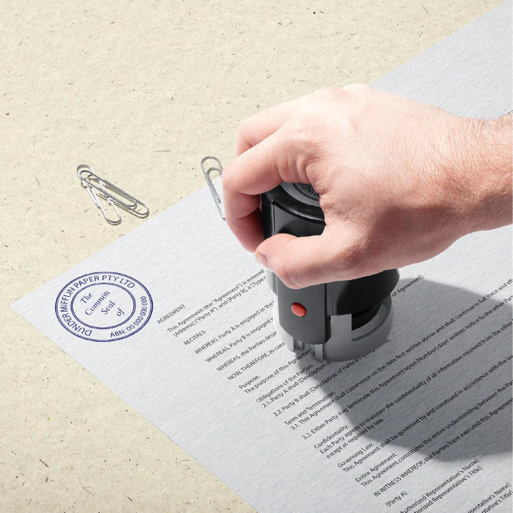 Custom Company Seal stamp Blue ink