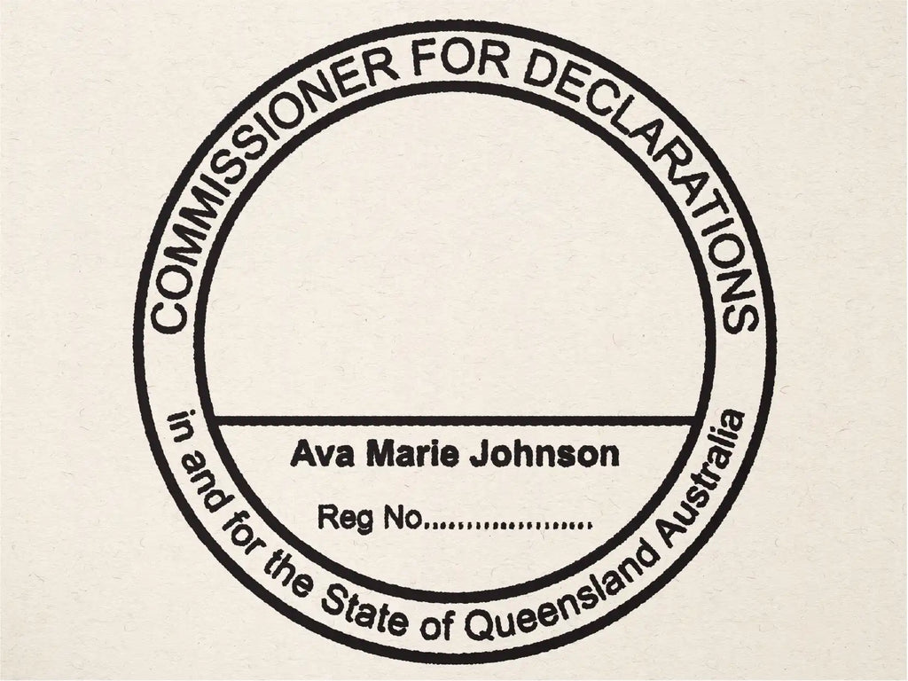 Personalised commissioner for declarations rubber stamps Brisbane