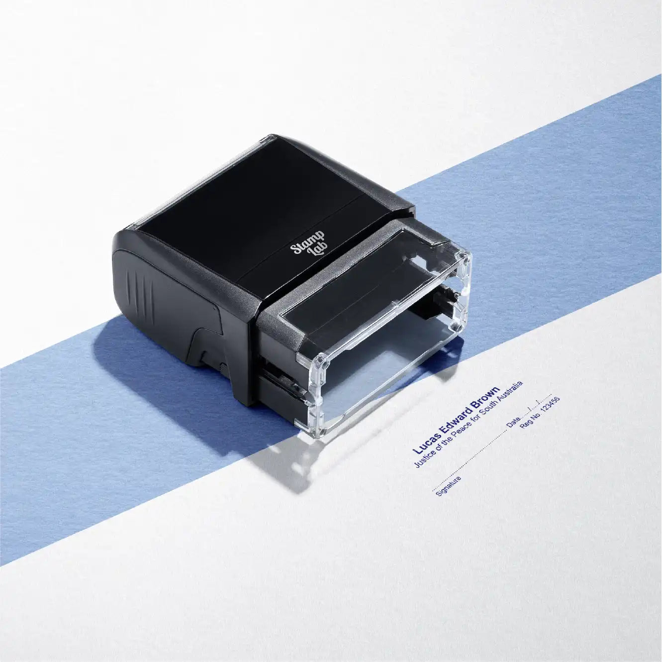 Blue South Australian JP Name stamps