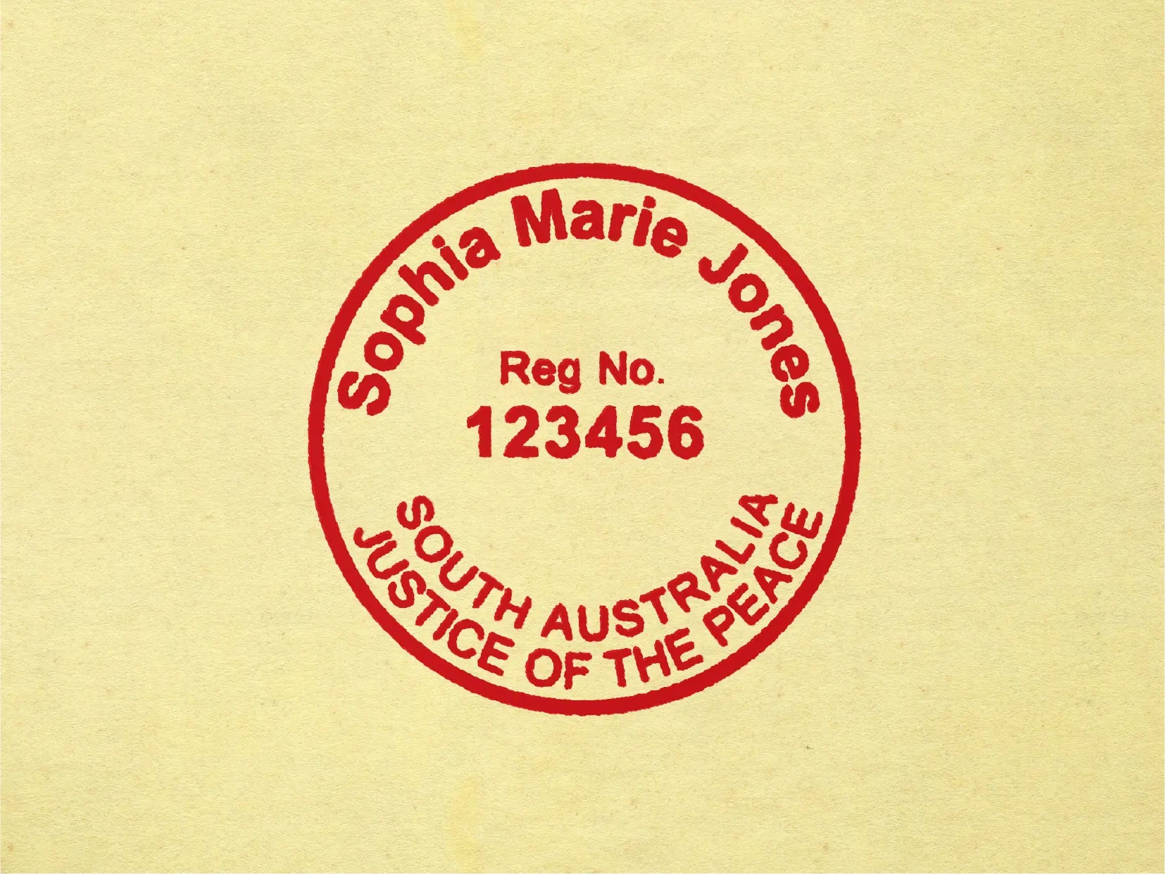 Self Inking Jp Rubber Stamp SA Impression mockup Red ink