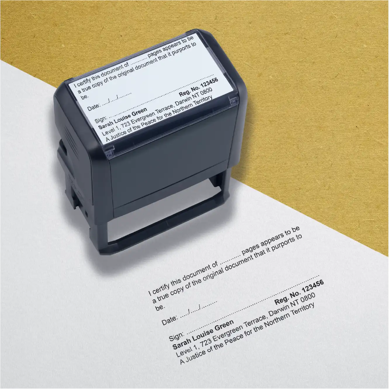 order online Custom Justice of the Peace stamps Darwin Multi page wordig