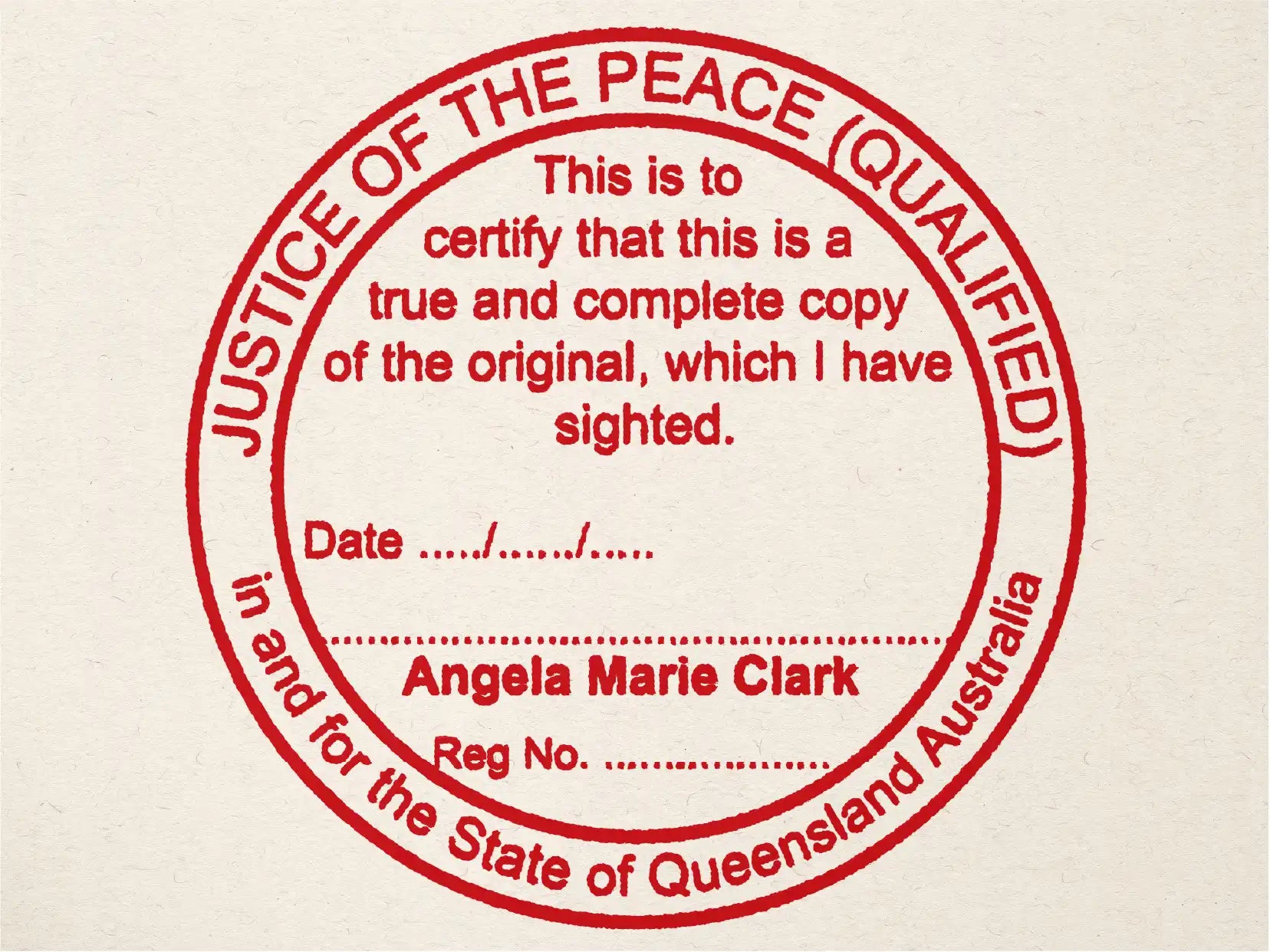 red custom QLD jp stamps online