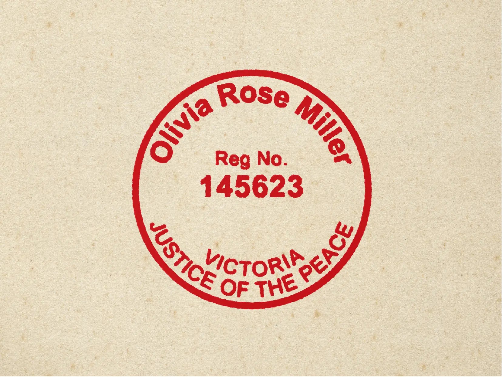 Mock Impression Image Victorian Justice of the peace Rubber Stamp Round Red ink