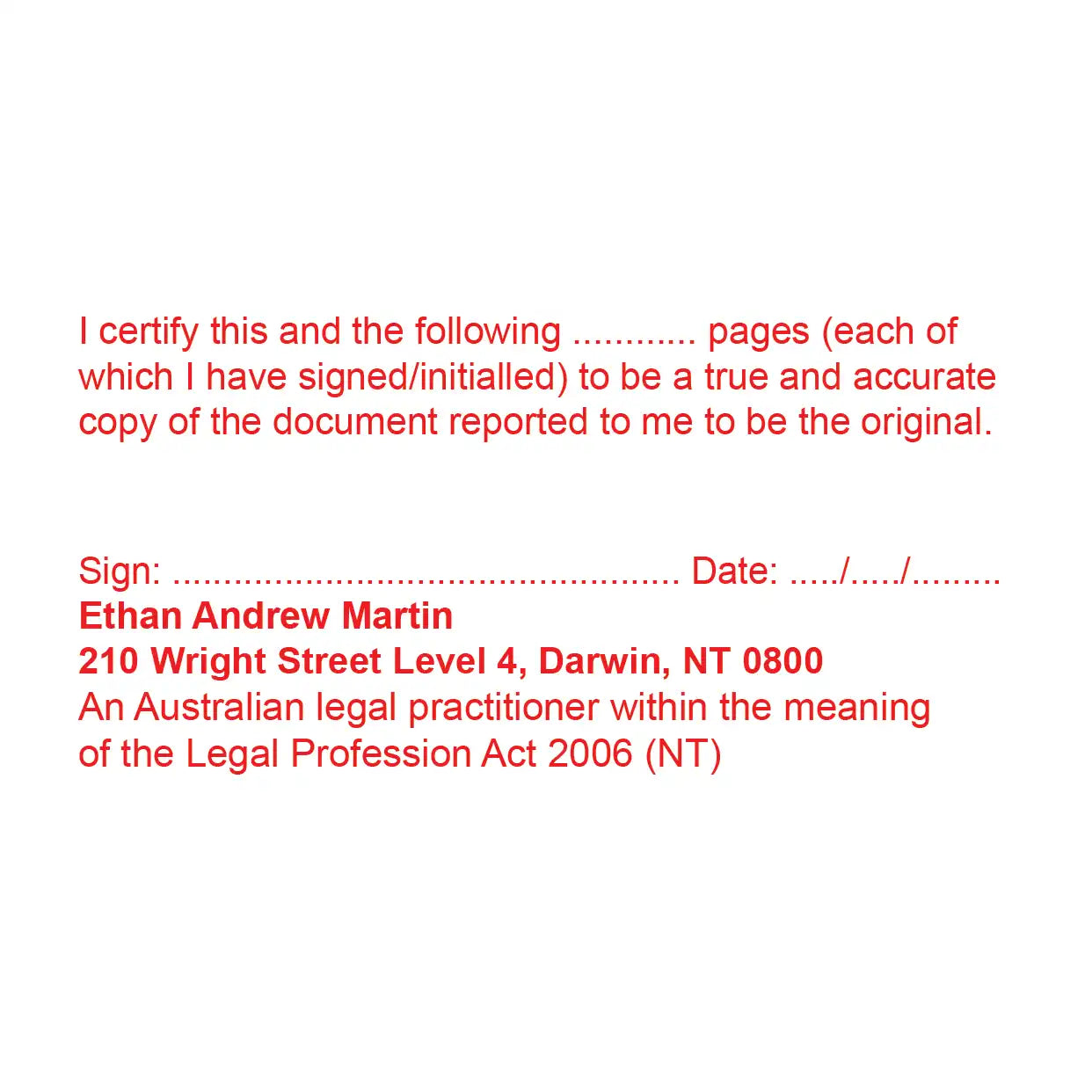 buy custom NT solicitor stamps online