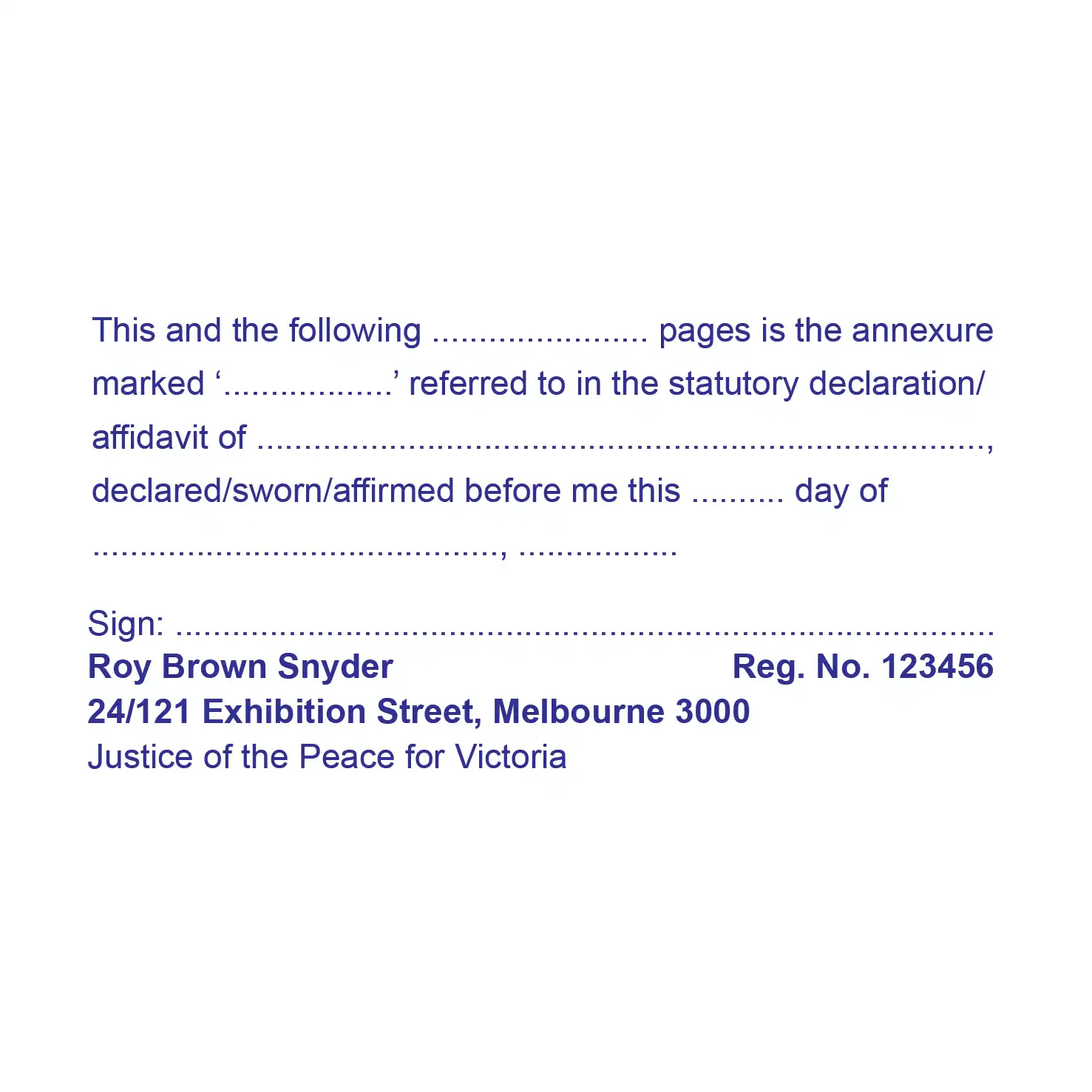 Annexure stamp Victoria Blue ink