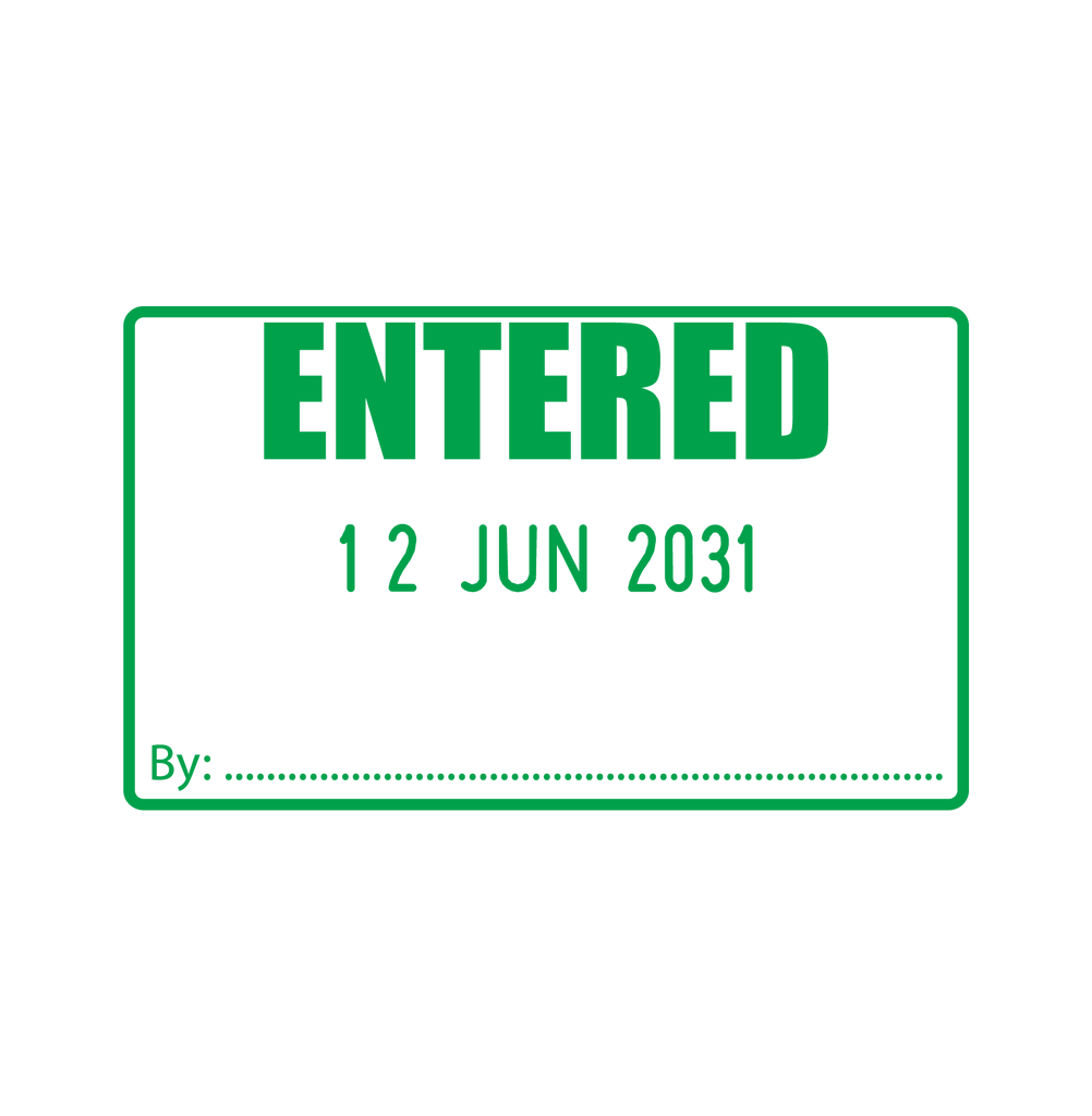 Entered Ready Date Stamp Apple_Green Ink 