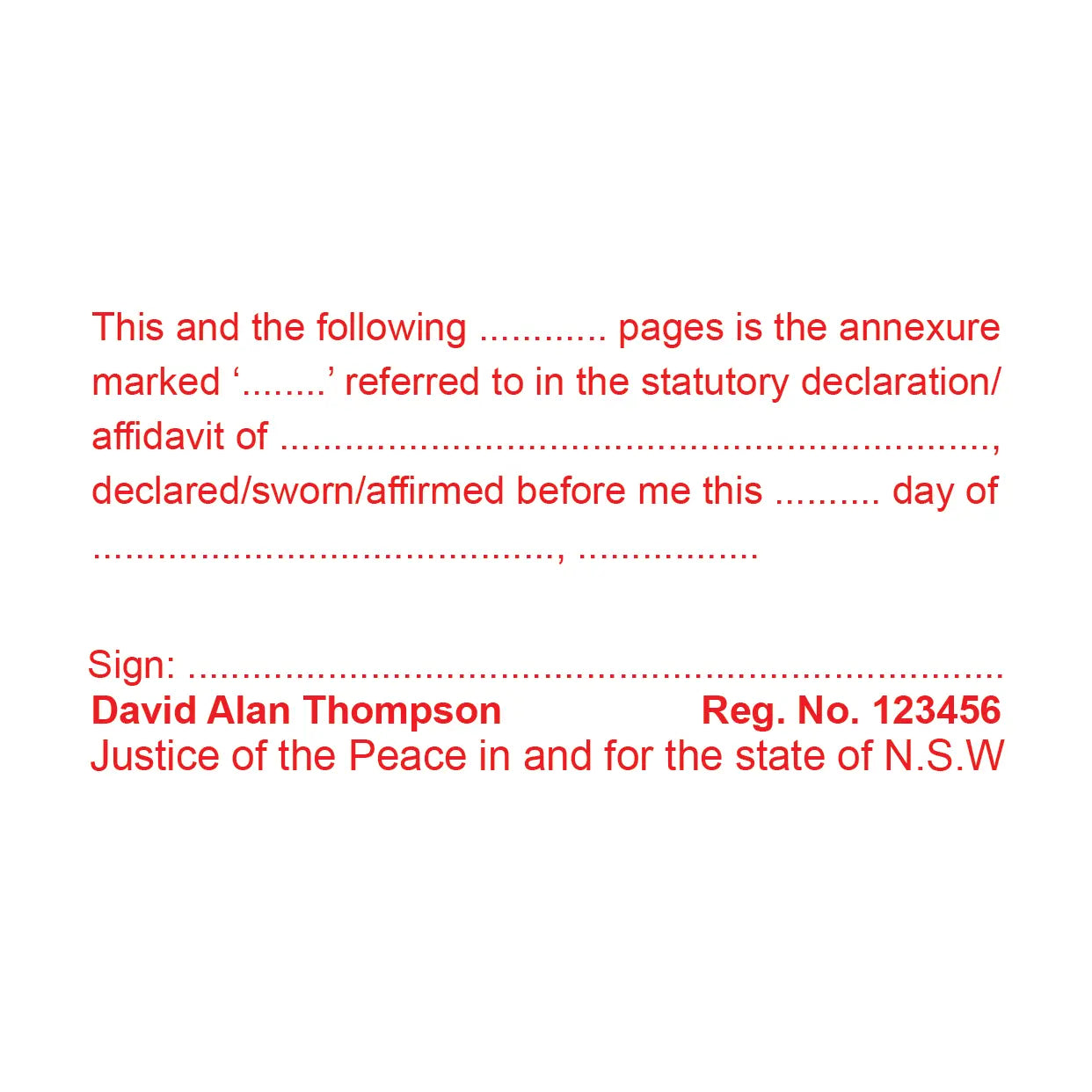 NSW JP Annexure Stamps red ink