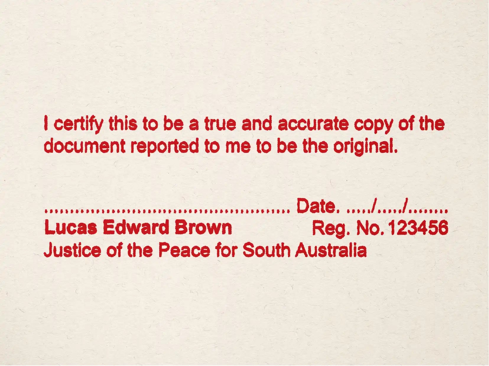 Customised Legal stamps South Australia red ink