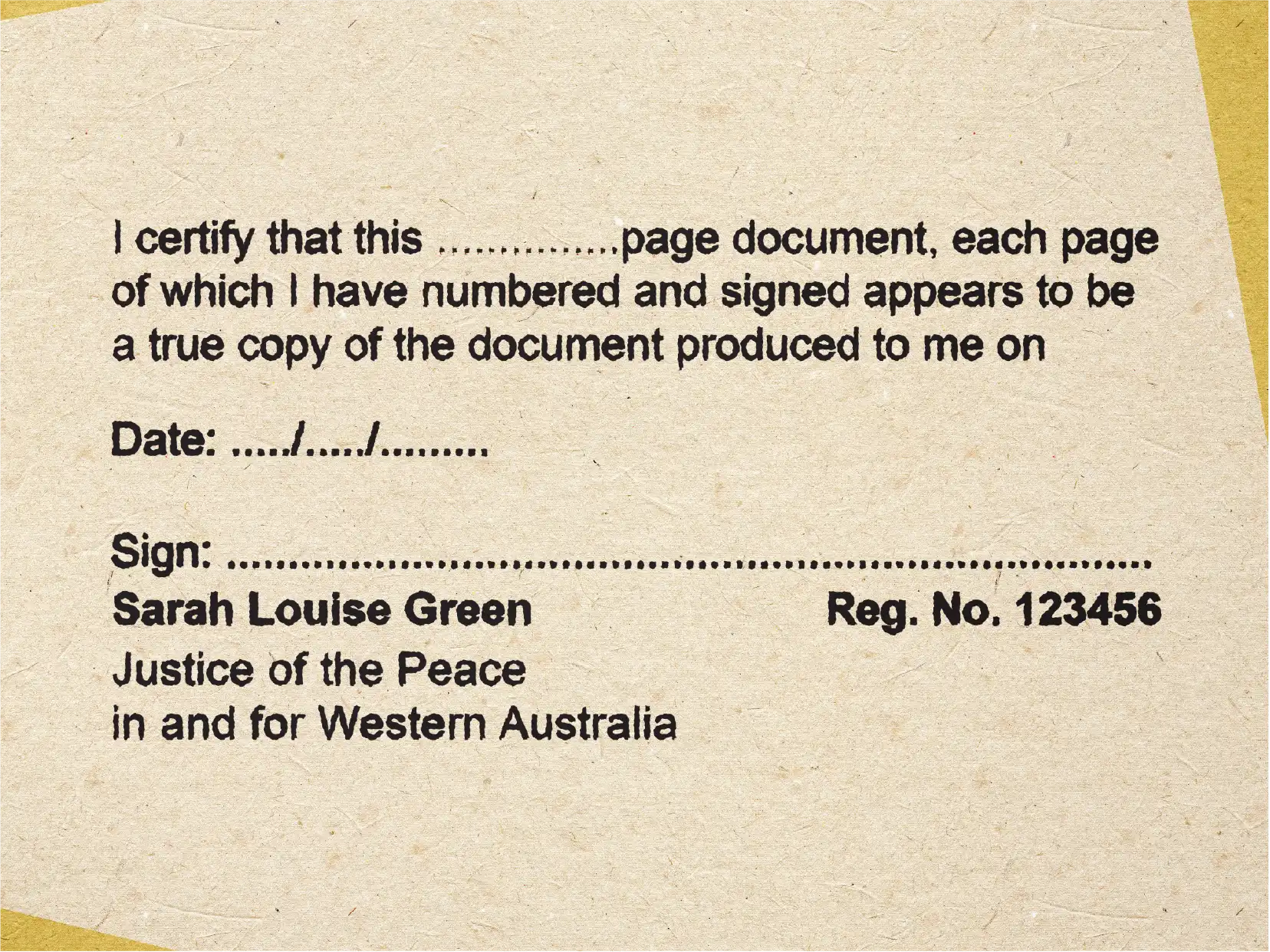 Western Australia JP Stamps for multi page documents