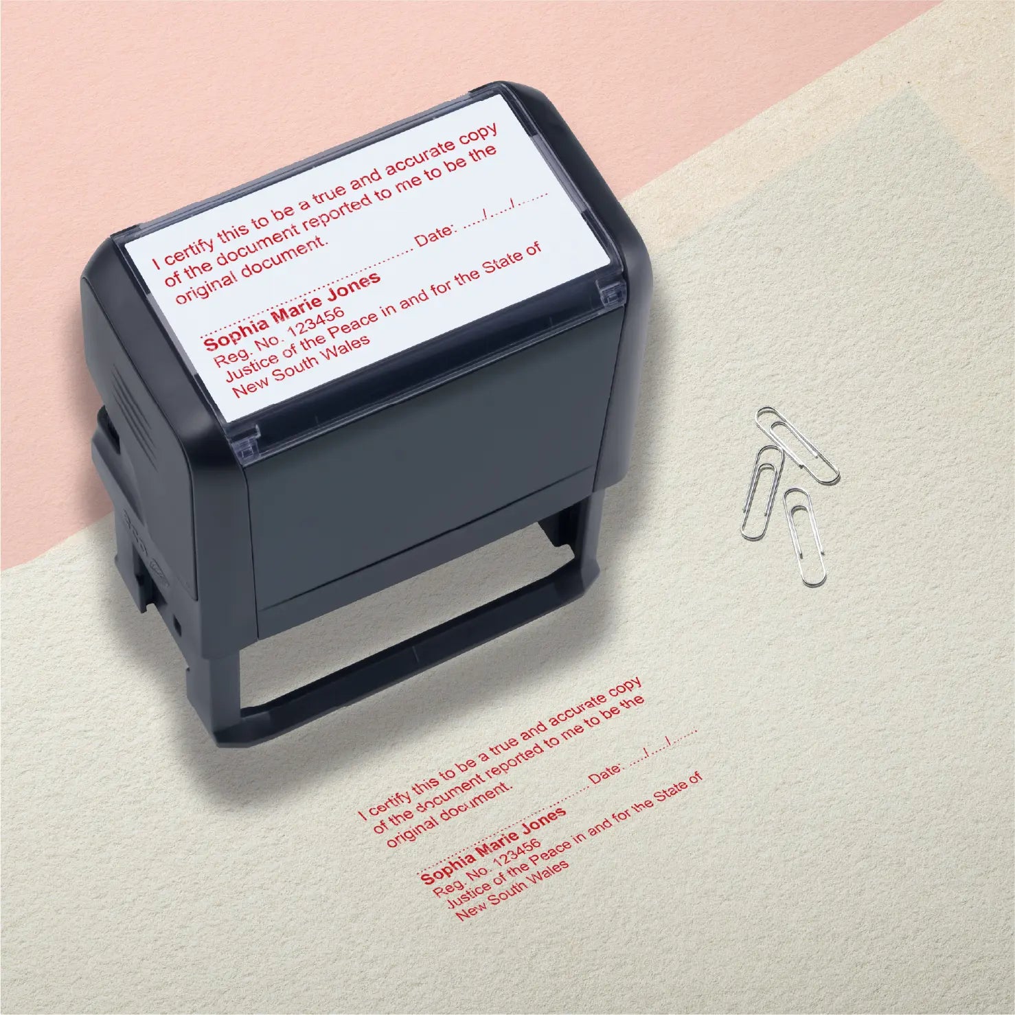 NSW True Copy JP Stamp Red Ink mockup