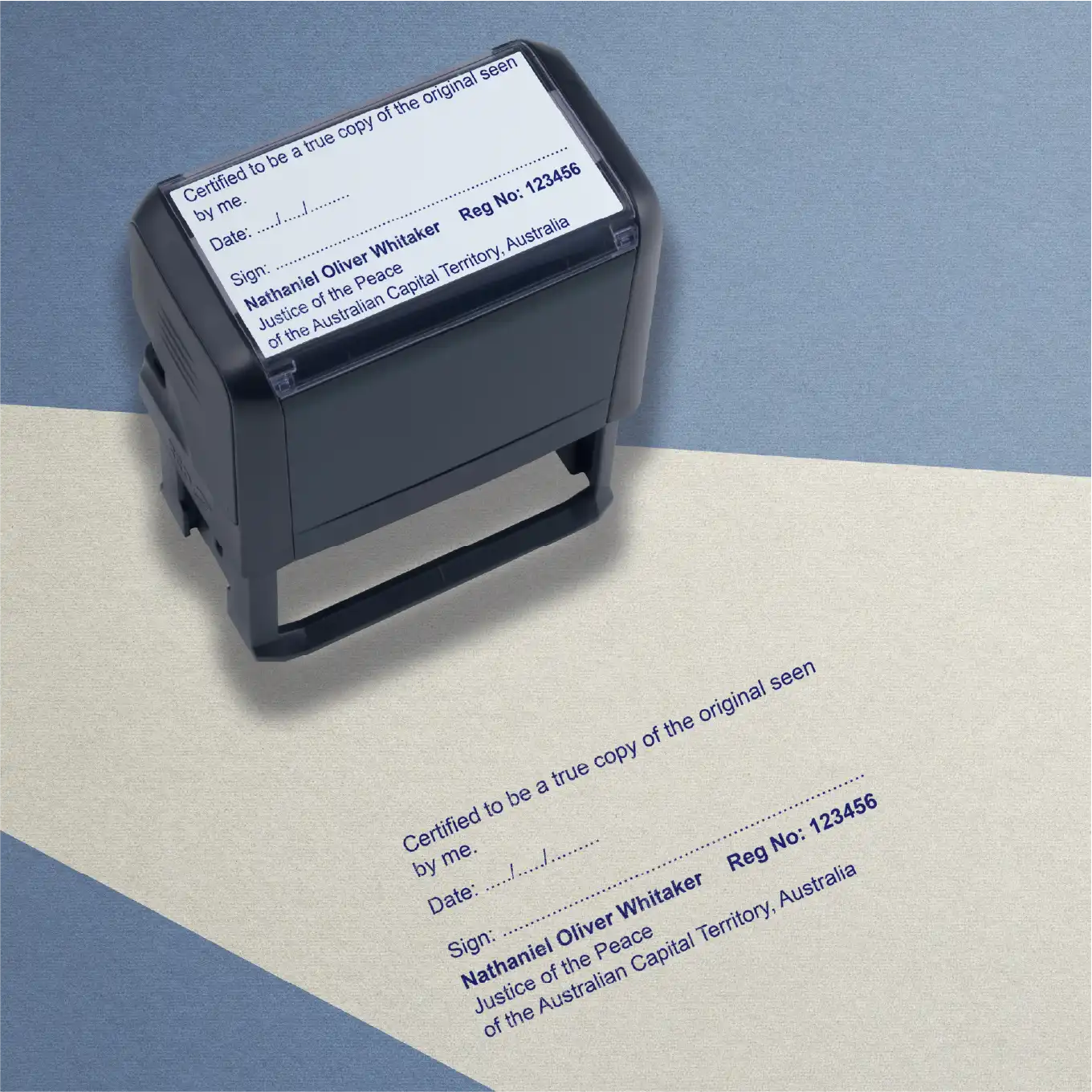 large Australian Capital Territory True copy JP rubber stamps