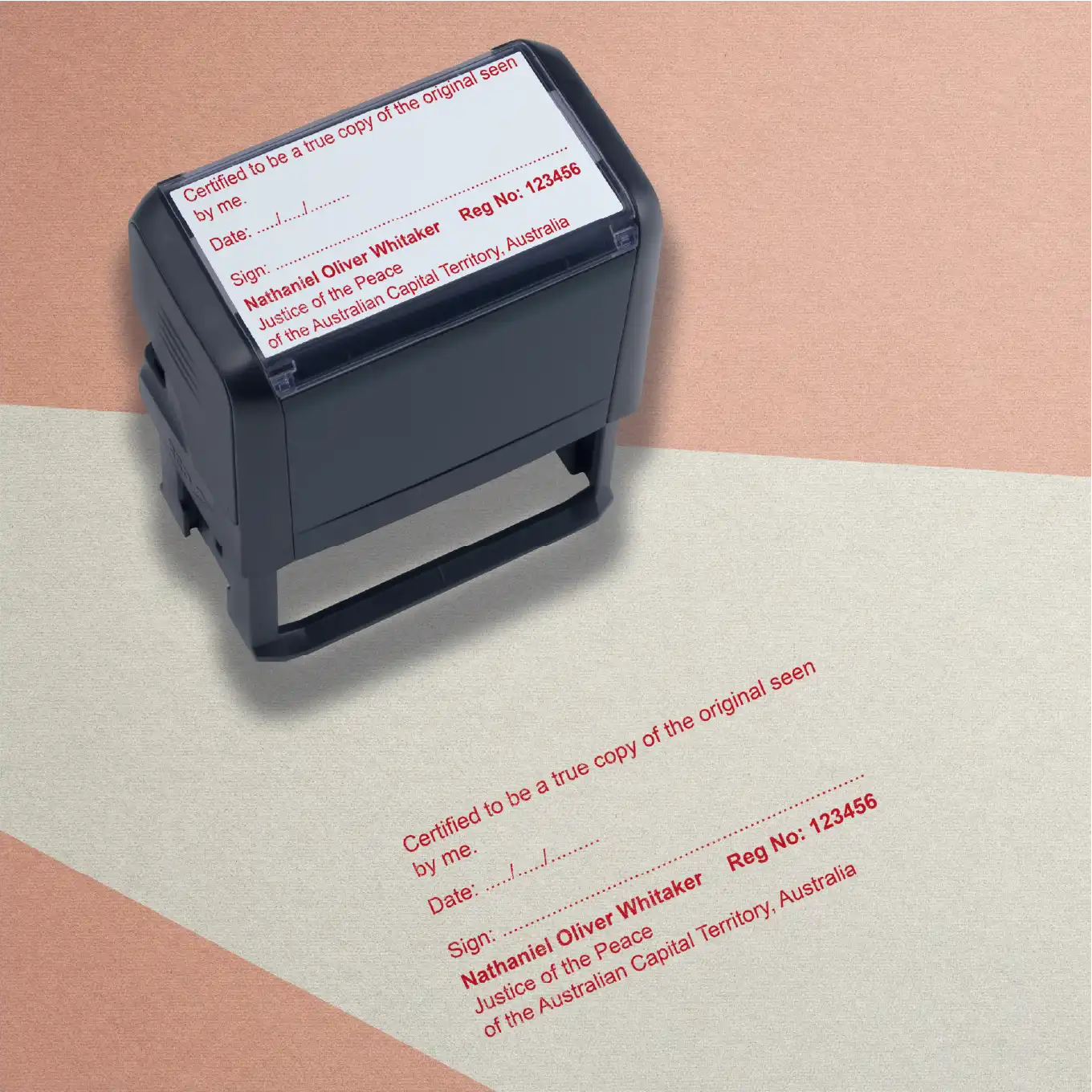 Personalised JP True copy Rubber stamp