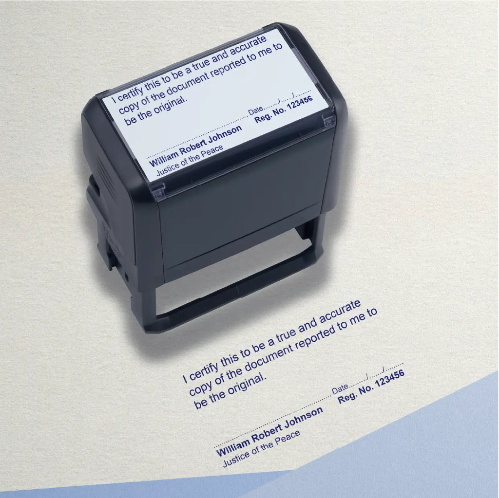 Large customisable true copy stamp blue ink